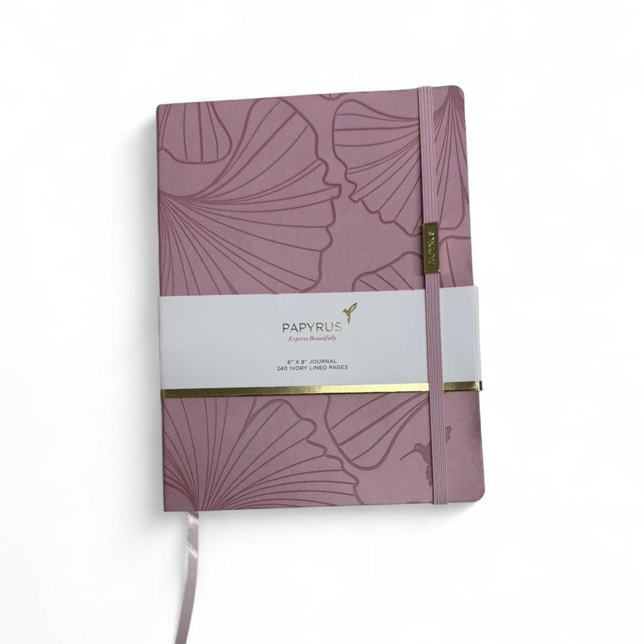 PAPYRUS Purple Gilded Notebook Journal 240 Ivory Lined Pages Elastic Band