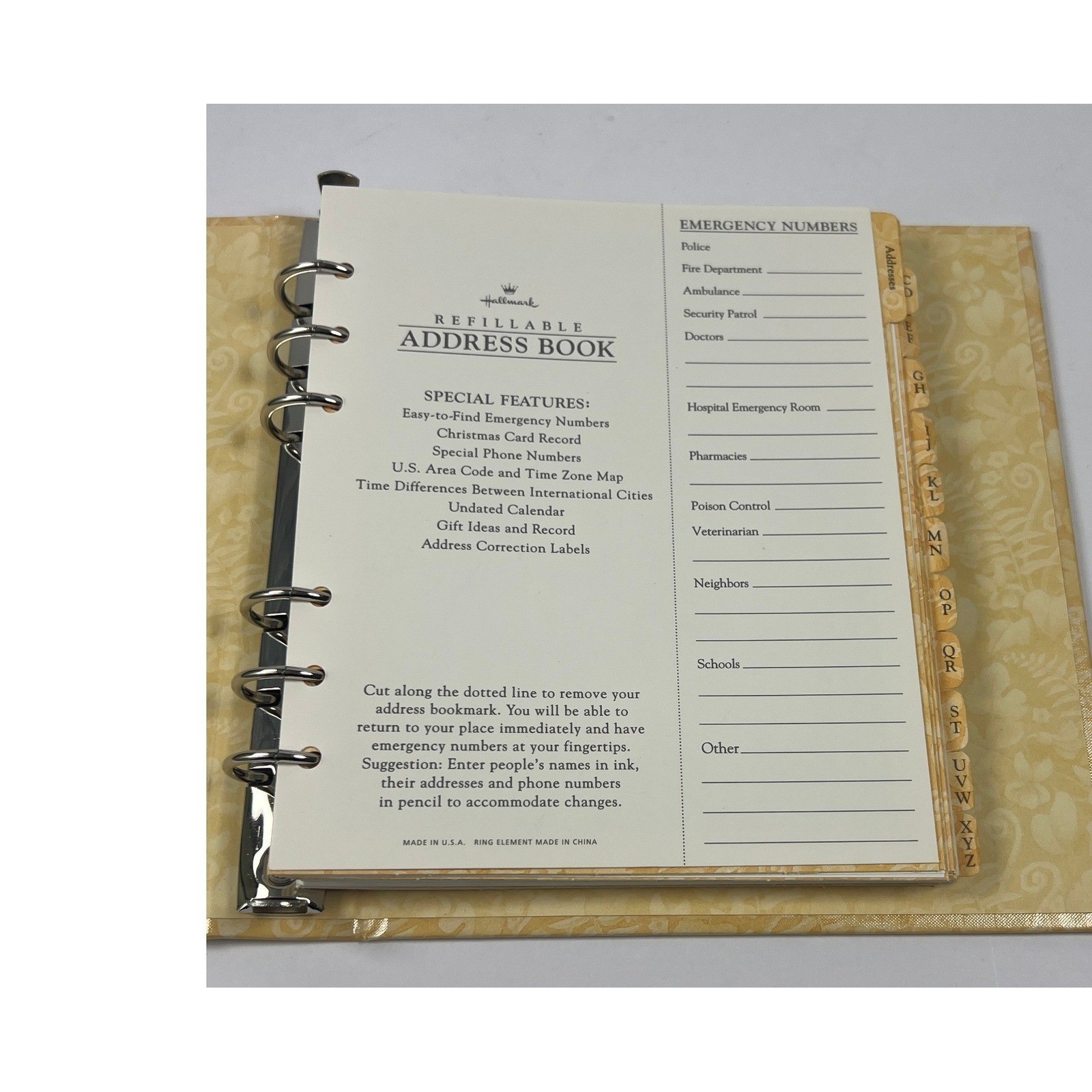 Hallmark Address Book Yellow NEW Mice Tea Party Refillable RA5418