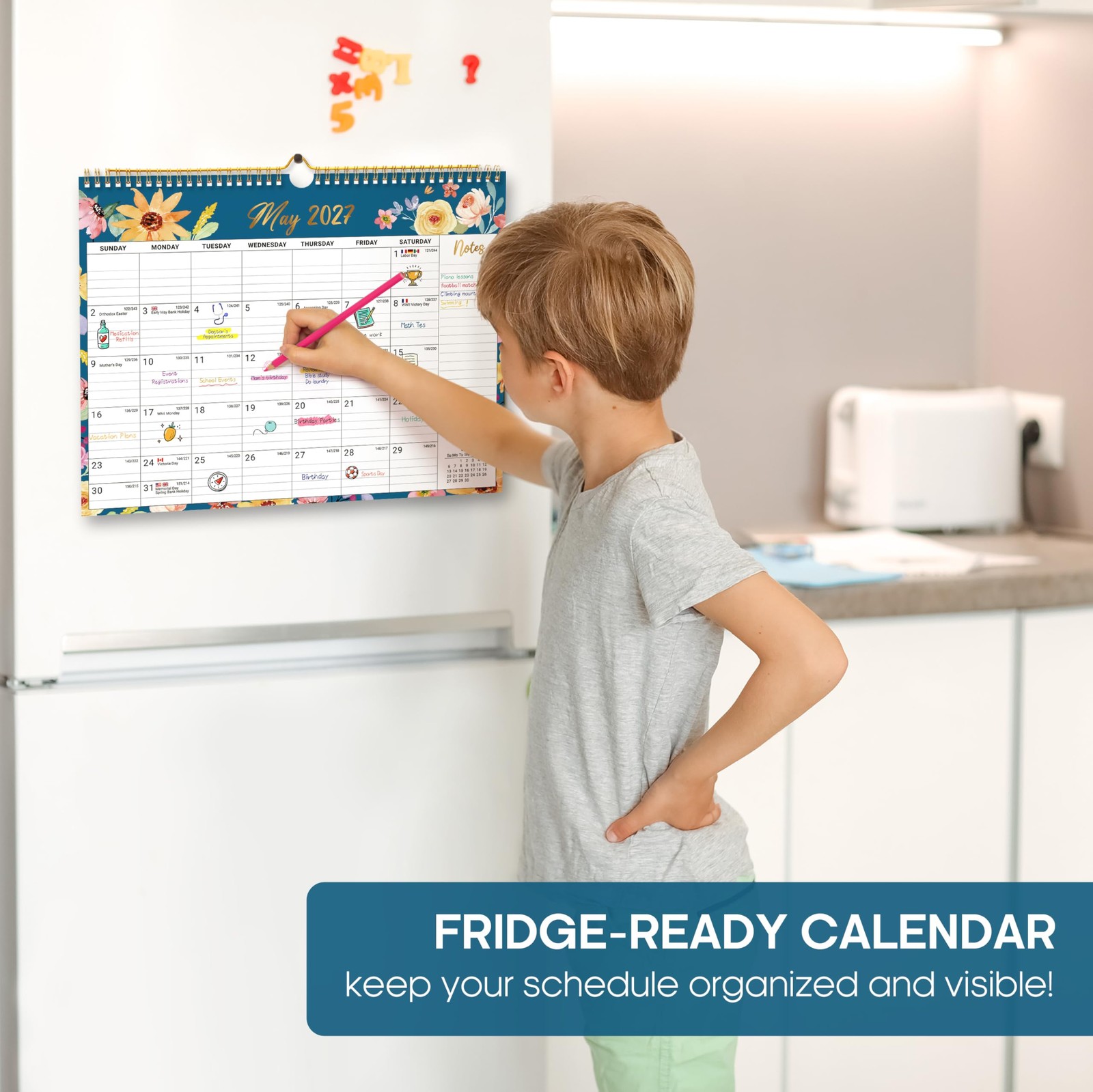 Calendar 2026-2027, Monthly Wall New(Apr 2026–Dec 2027), a-Floral
