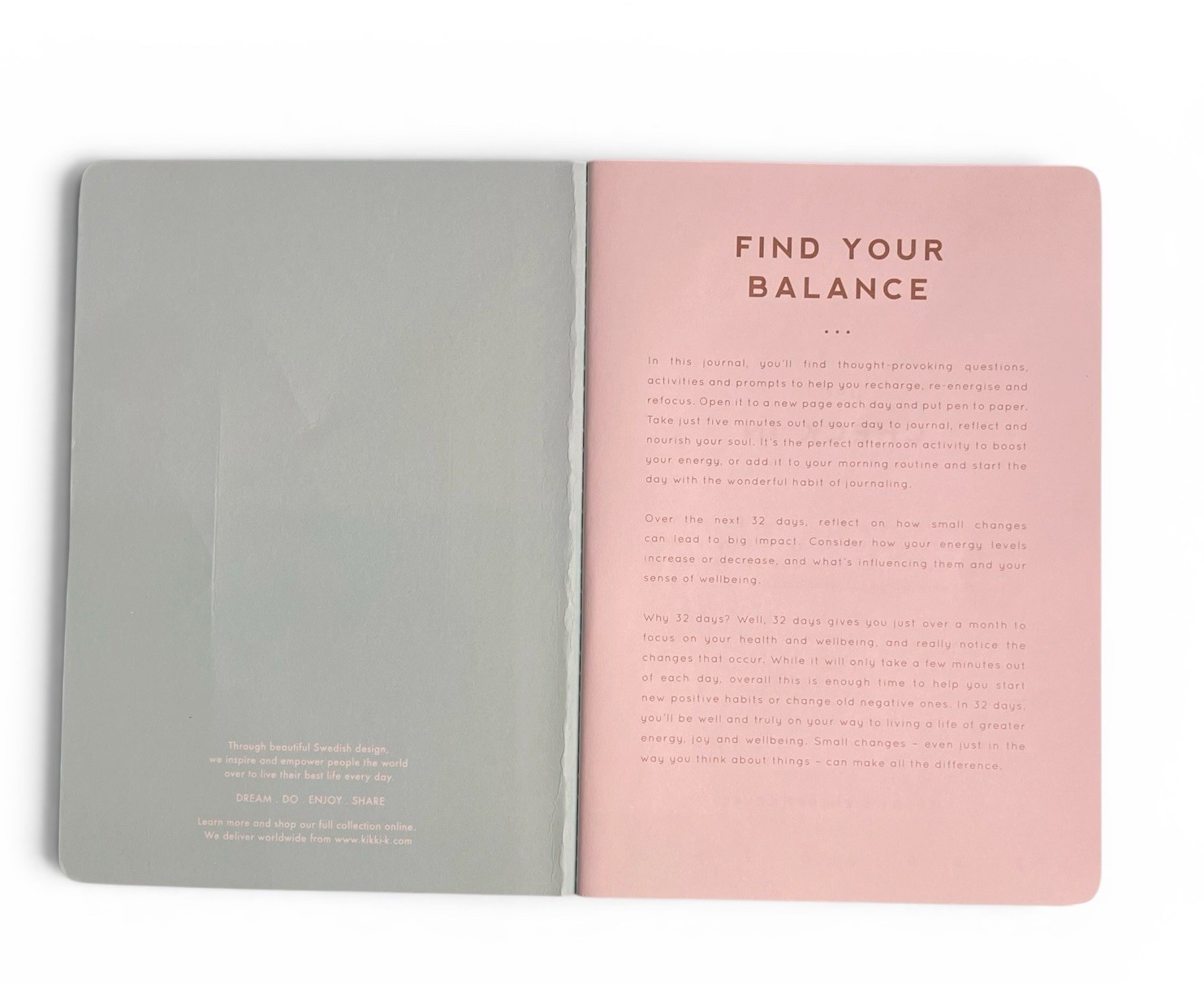 Kikki. K – ‘Find Your Balance’ 32 Day Guided Inspirational Journal (Softback)