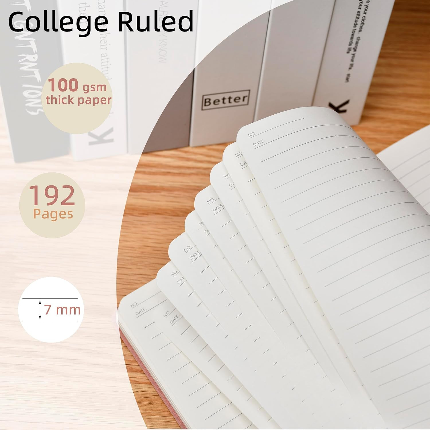 College Ruled Note Books, 192 Pages, 5.7”X8.3”, 100 GSM Thick Paper, Hardcover