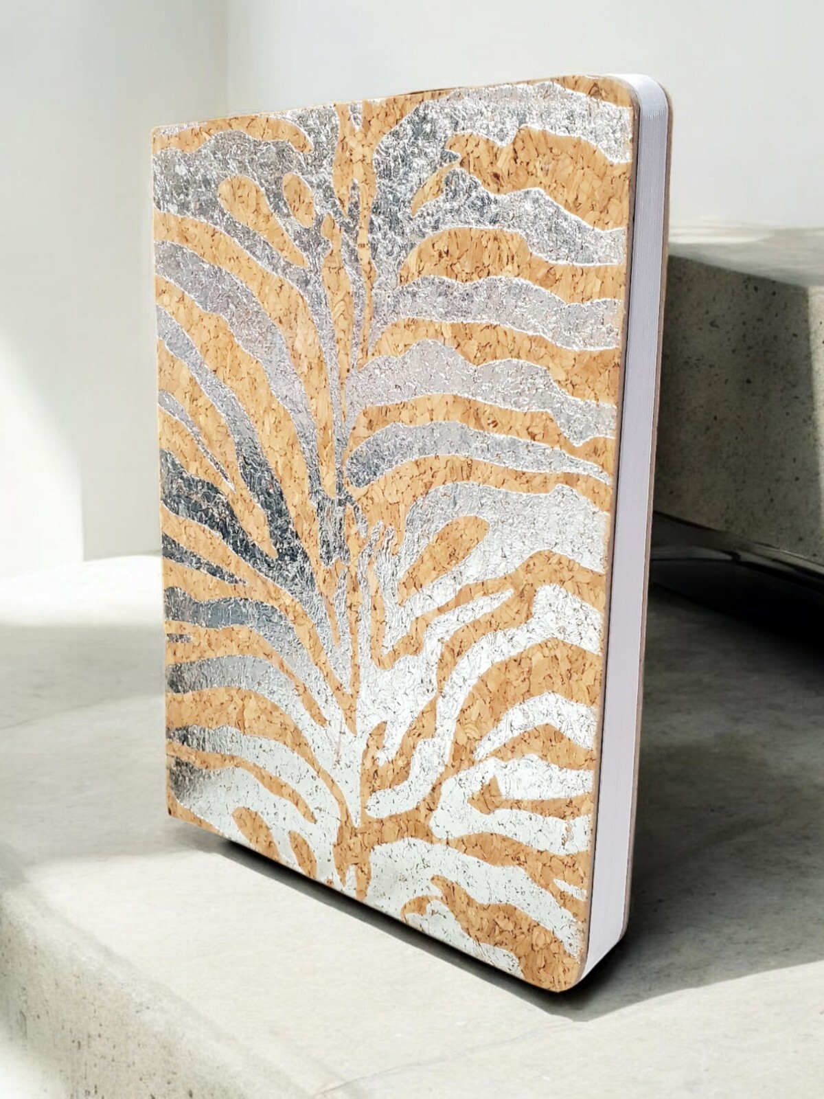 Wild Silver Striped and Cork Hardcover Journal Diary: Adrienne Vittadini Studio