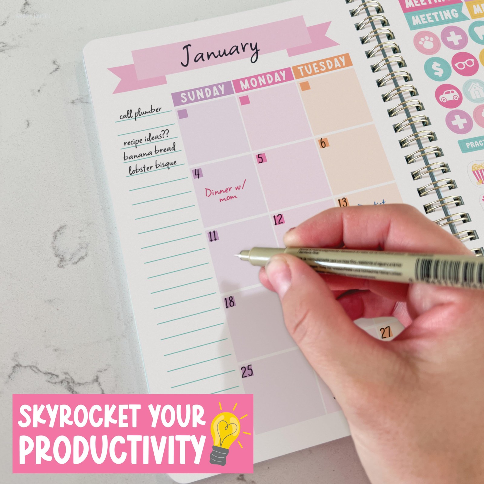Undated Planner Weekly and Monthly – Spiral Undated Weekly Planner for & Adul…