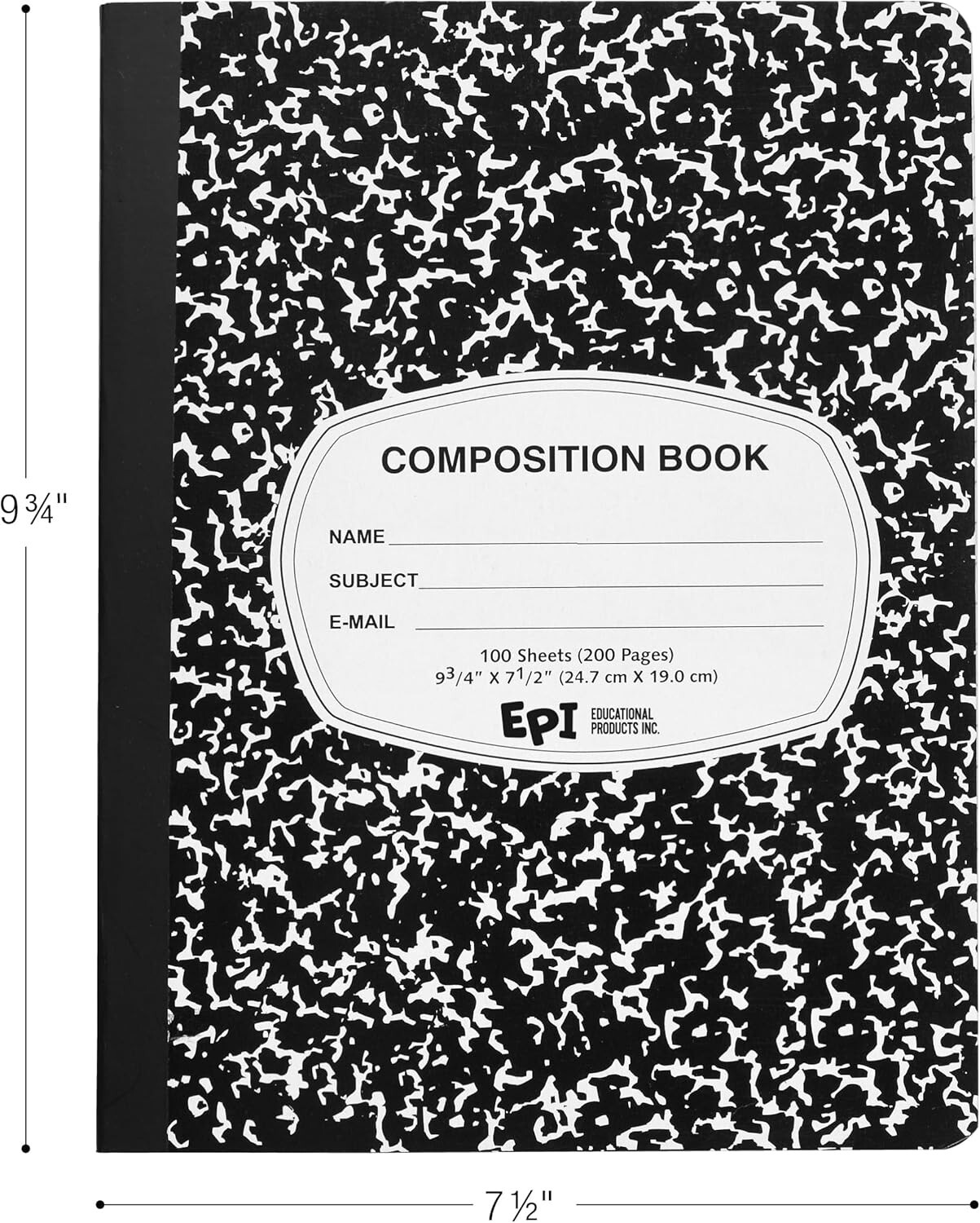 EPI 3 Pack Composition Notebook Wide Ruled, 200 Pages (100 Sheets) 9-3/4 x 7-1/2