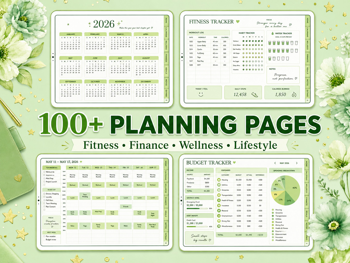 Digital Planner | Daily, Weekly, Work Goodnotes iPad Planner Digital Journal Pdf