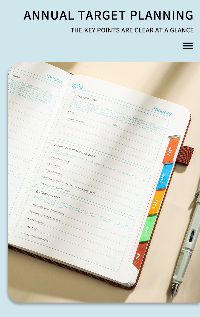 2025-2026 Daily Planner Book English Version Time Management Birthday Gift