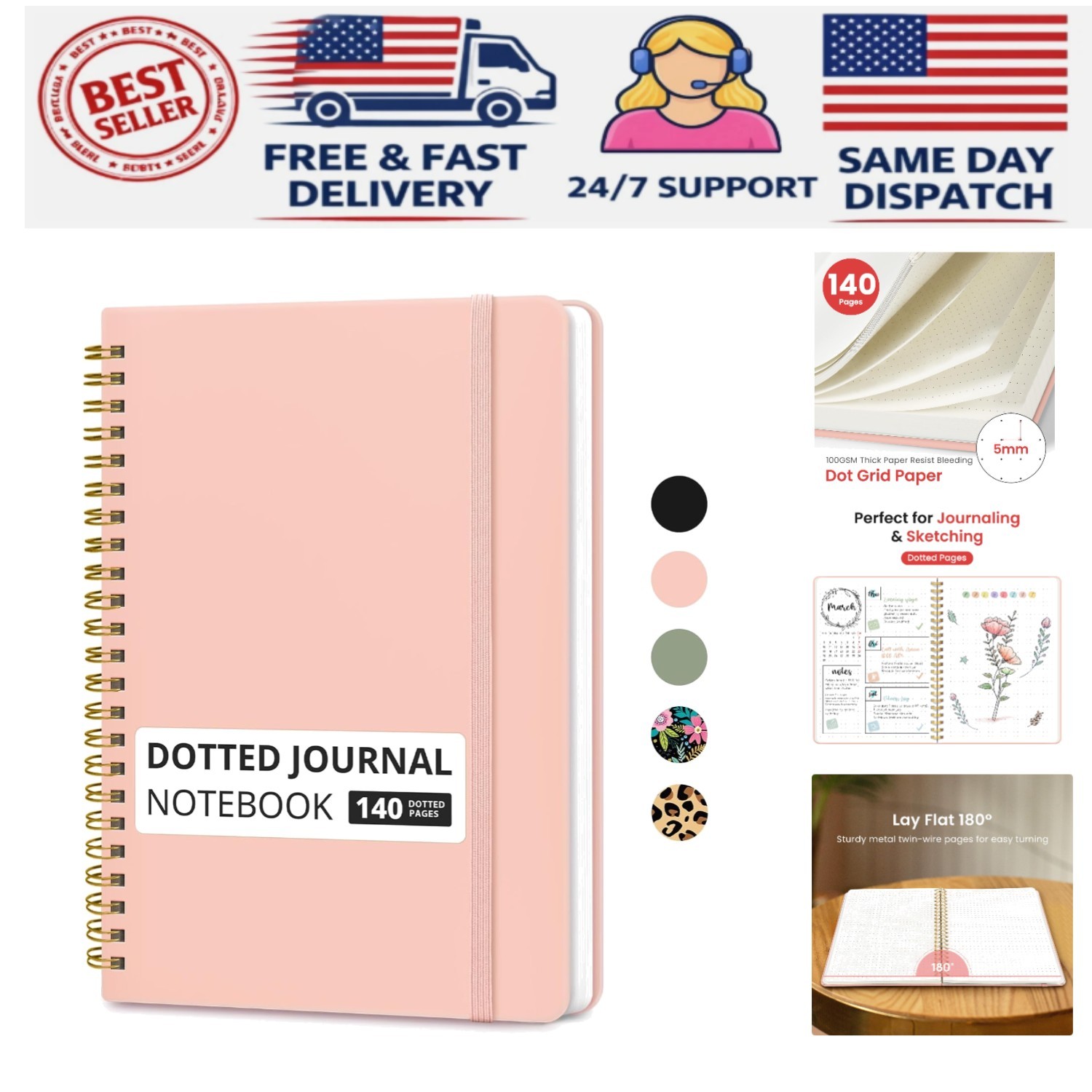 Portable Dotted Spiral Notebook – 6 x 8 Inches, Perfect for Creative Minds