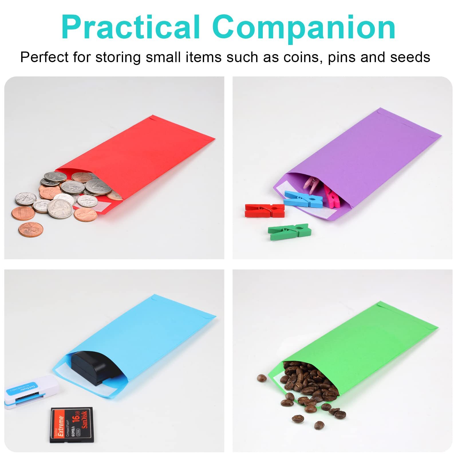 Colorful Cash Envelopes 120 Pack 3.5 X 6.5 Inch – Money Envelopes for Cash, 80 G