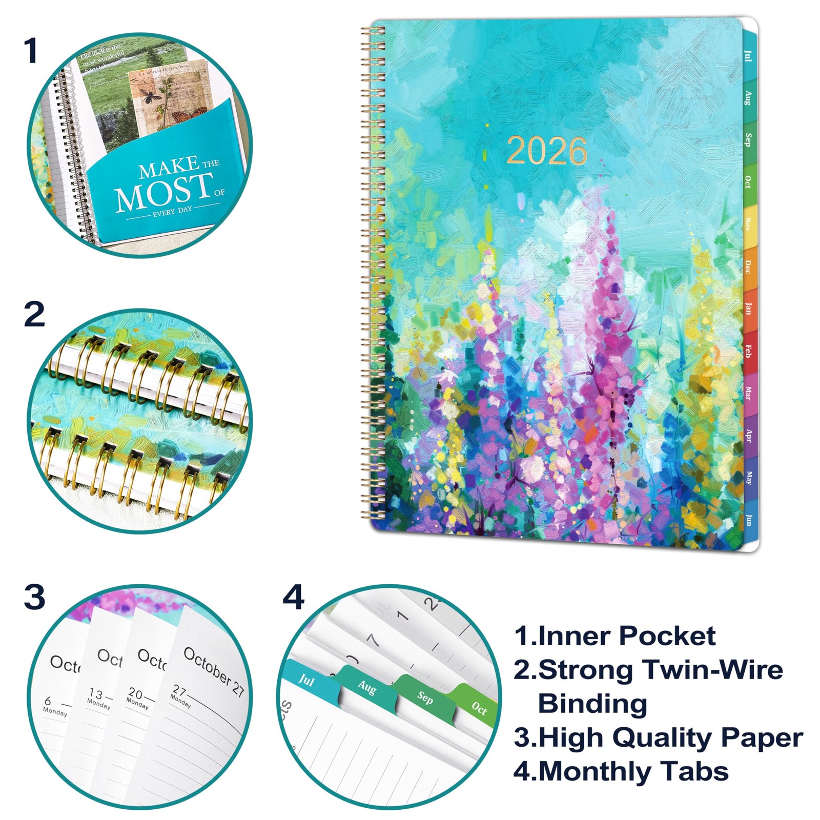 Planner 2026-2027 – Academic 11″ x 8.5″ inches, Green-Purple