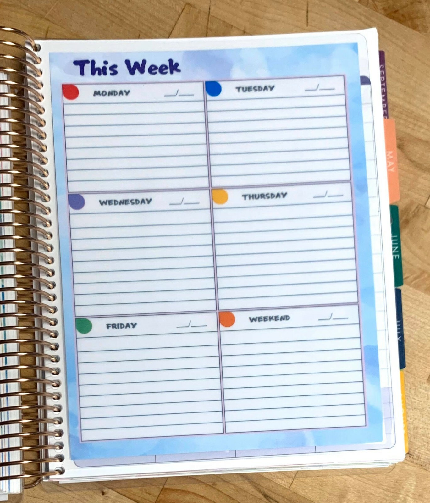 ‘This Week’ Daily Lined Boxes Dashboard Insert 4 use with Erin Condren Planner