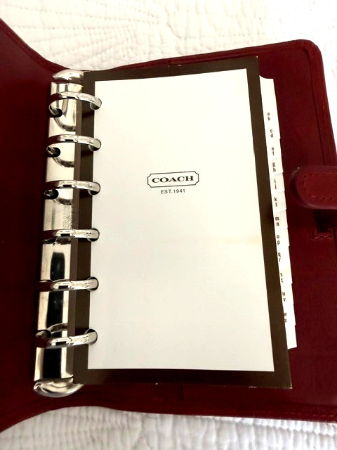 Vintage Coach Red Leather Address/Journal Notebook with Tabs 4 1/2″ X 6″ 6 Rings