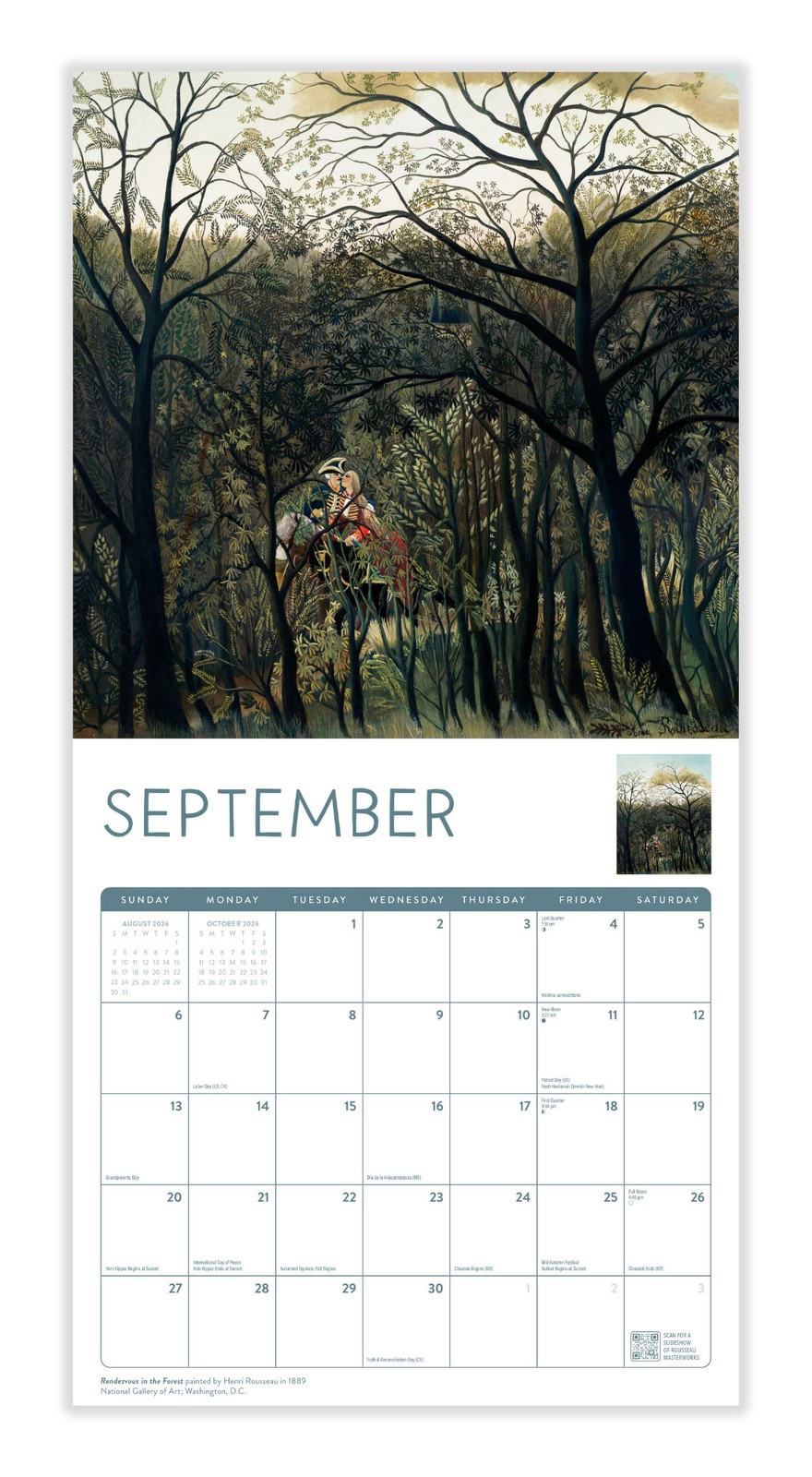 Henri Rousseau Calendar 2026 | 12″ x 24″ 12 Month Calendar | Marble City Press