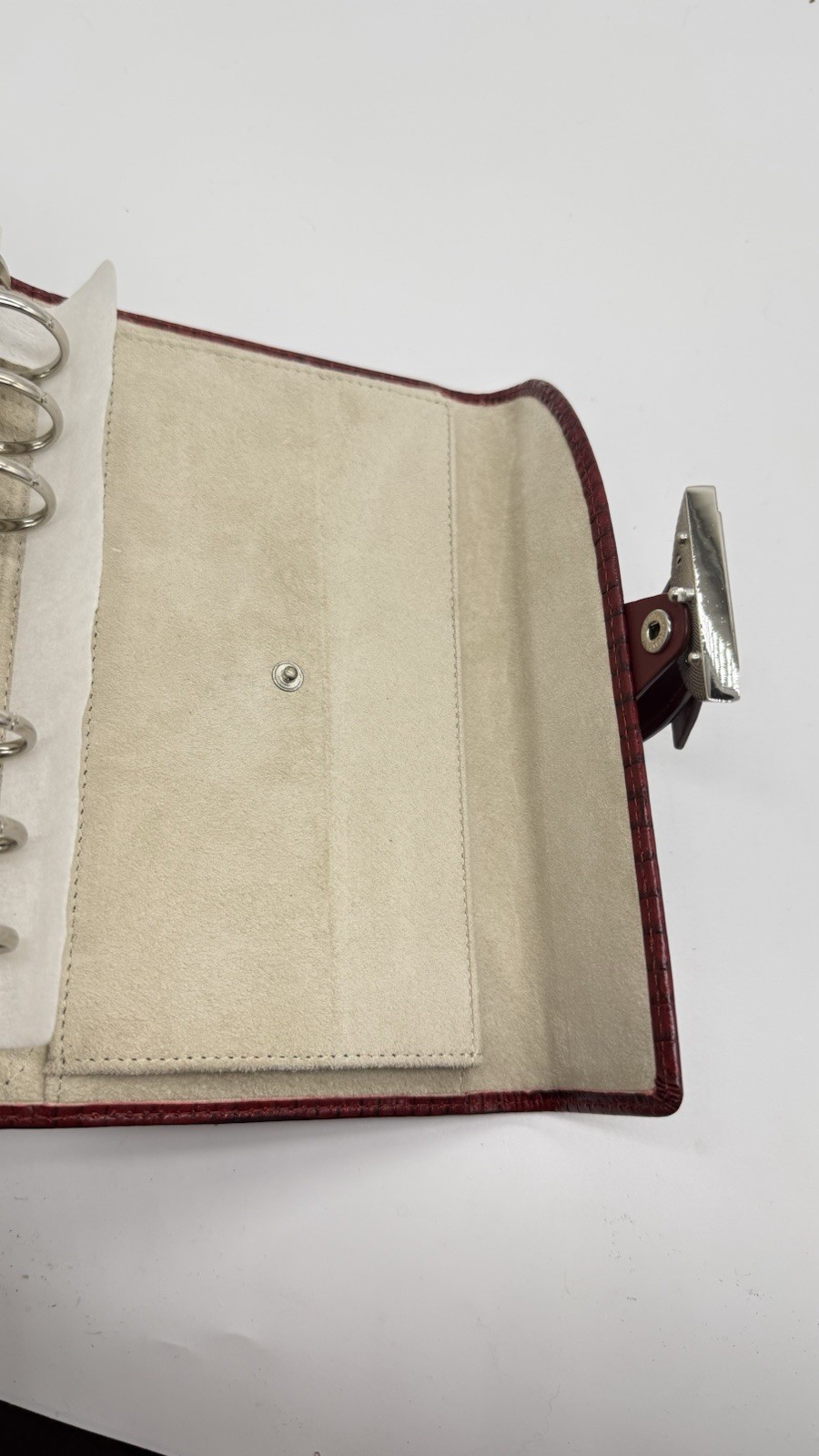 Filofax Ruby red Deco Personal size planner Organizer Italian Leather Croc. Embo