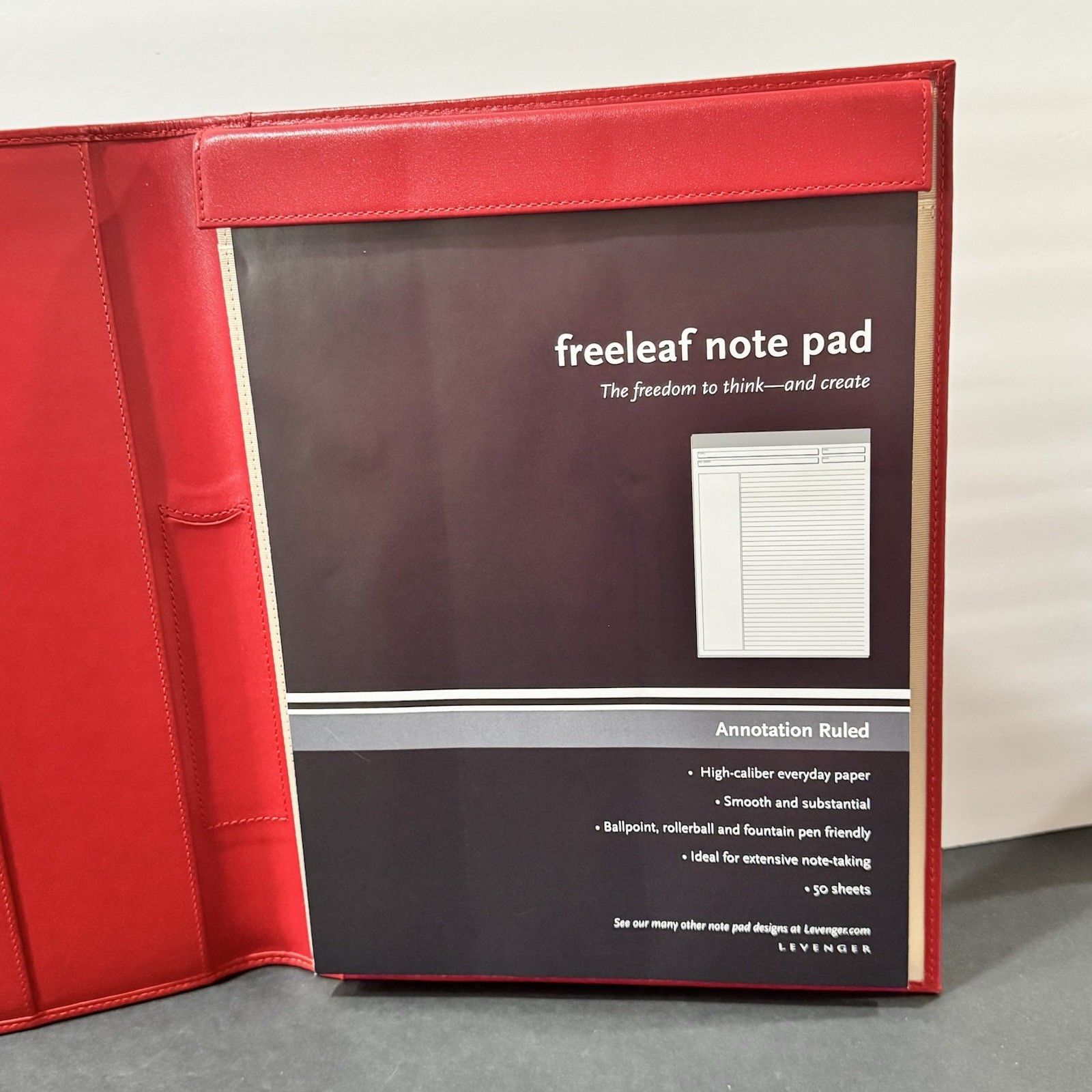 Levenger Red Leather Tyler Folio Executive Portfolio 12.5×10” NWOB Retail $170