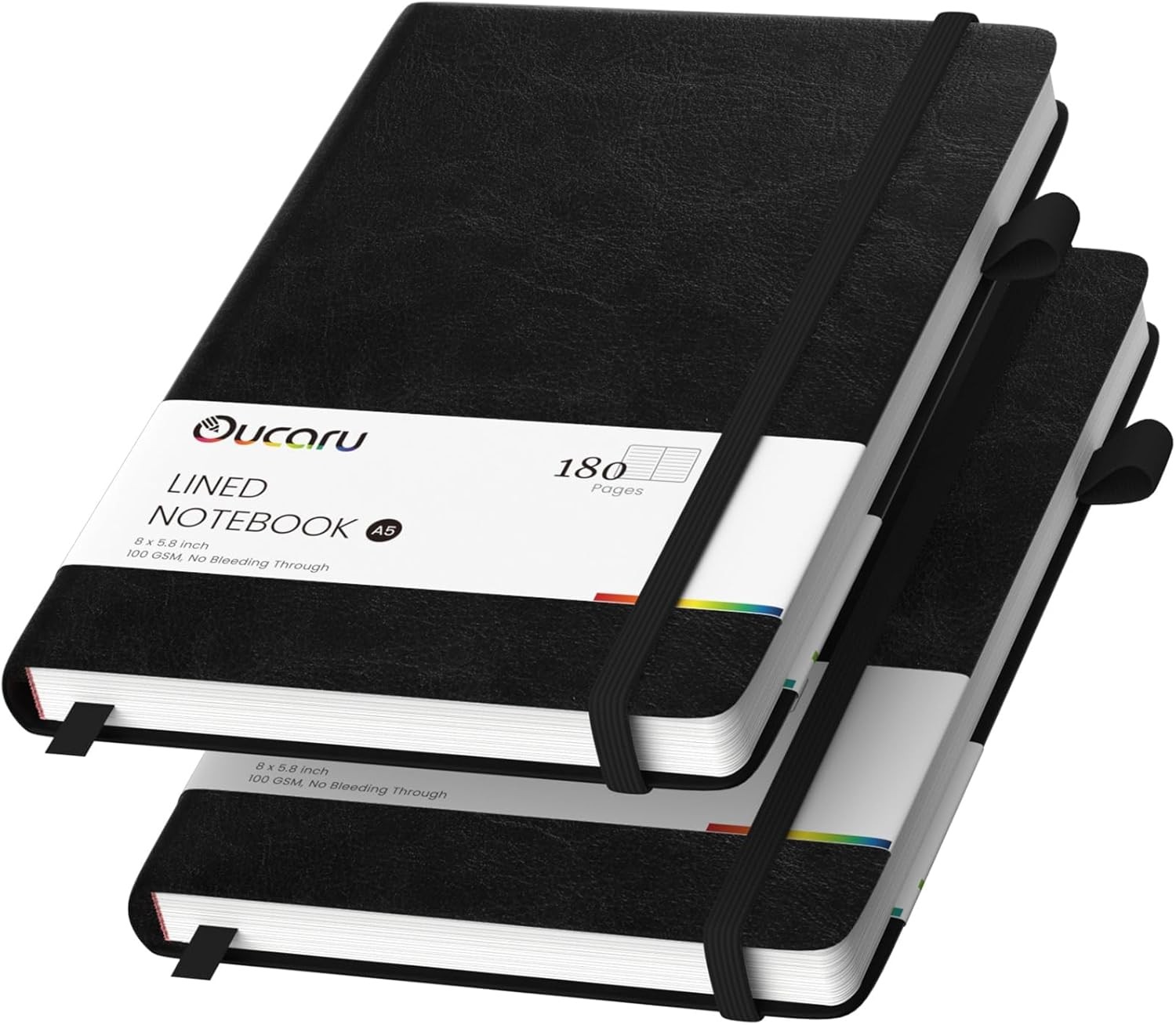 Oucaru Lined Journal Notebook 2 Pack A5 180 Pages 100 GSM