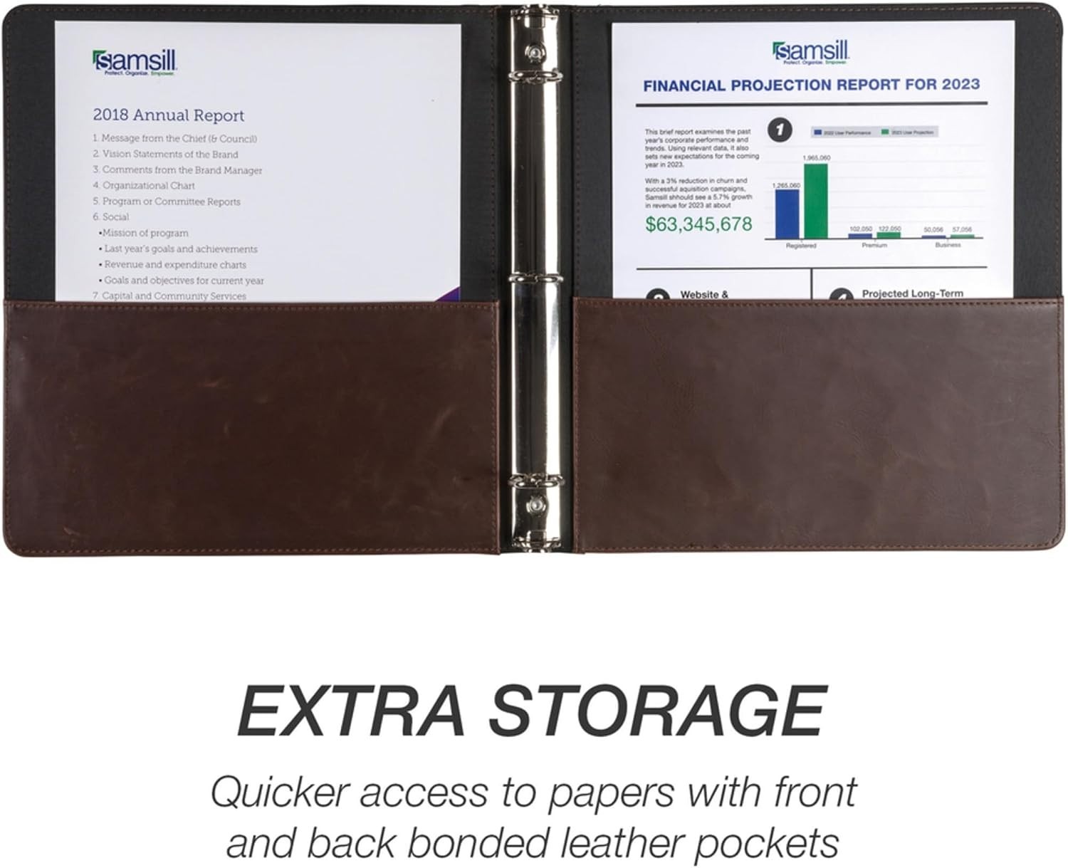 Elegant Vintage Leather 3 Ring Binder Holds 200 Sheets | Professional Organizer