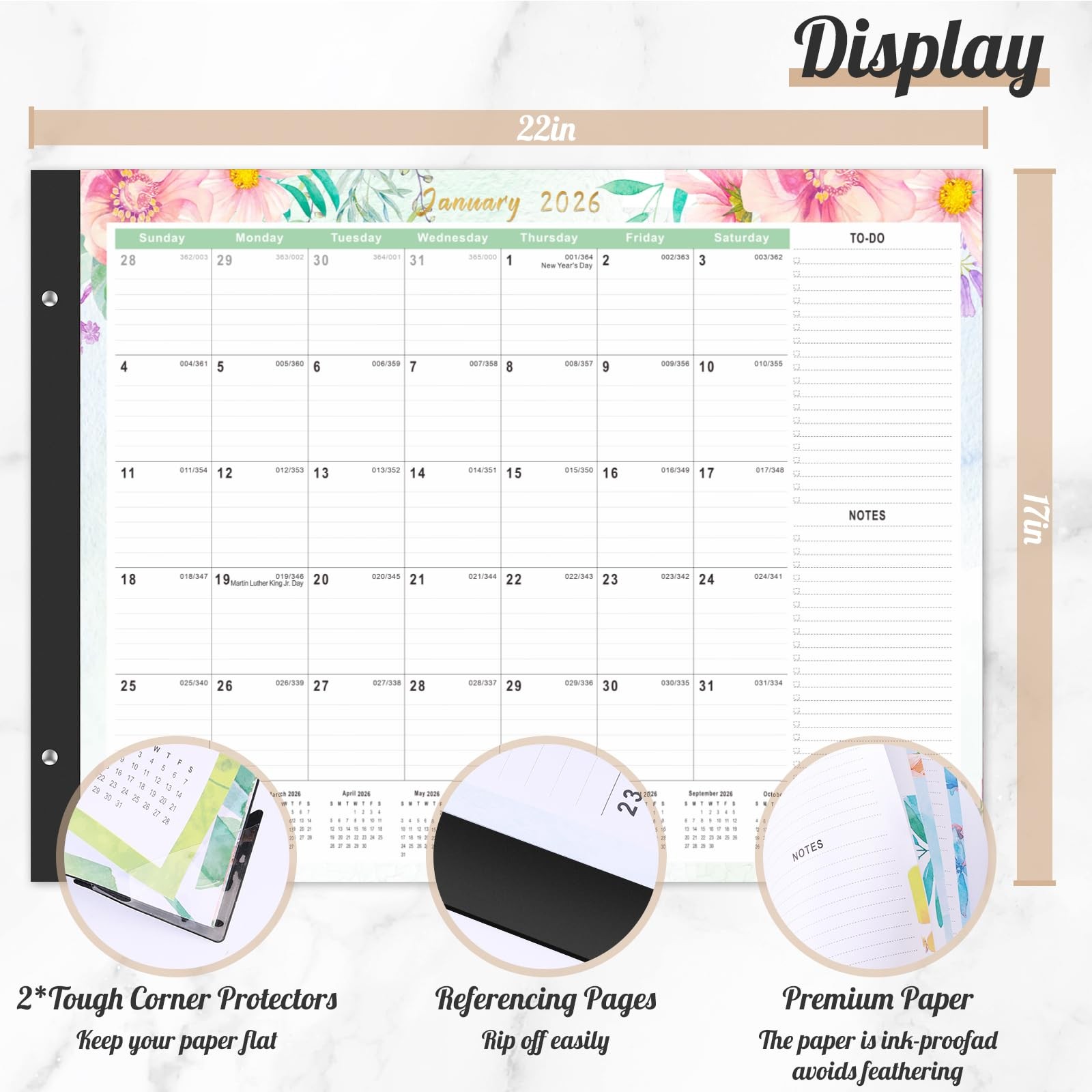 Gannyfer Desk Calendar 2026-2027 – 18 Month Large 2026, Pink