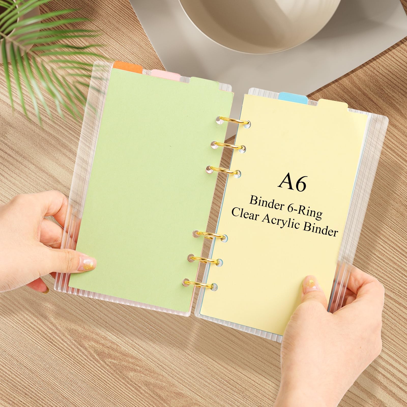 SBYURE A6 Binder Clear Acrylic 6-Ring Budget Binders Thick Transparent