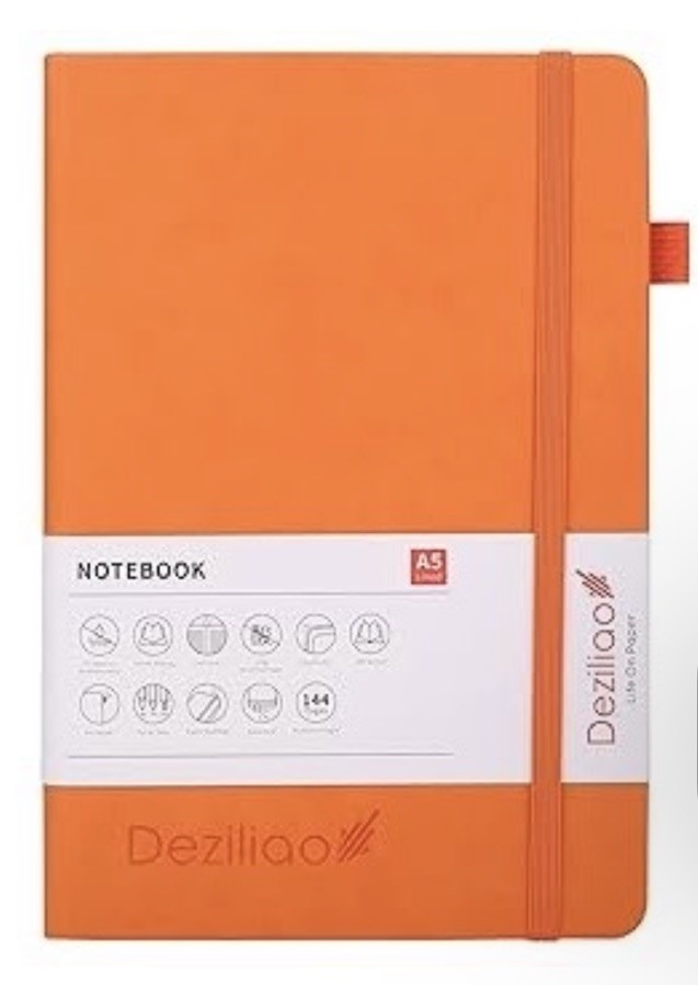 Deziliao A5 Lined Hardcover Notebook Orange | 144 Pages | New Factory Sealed