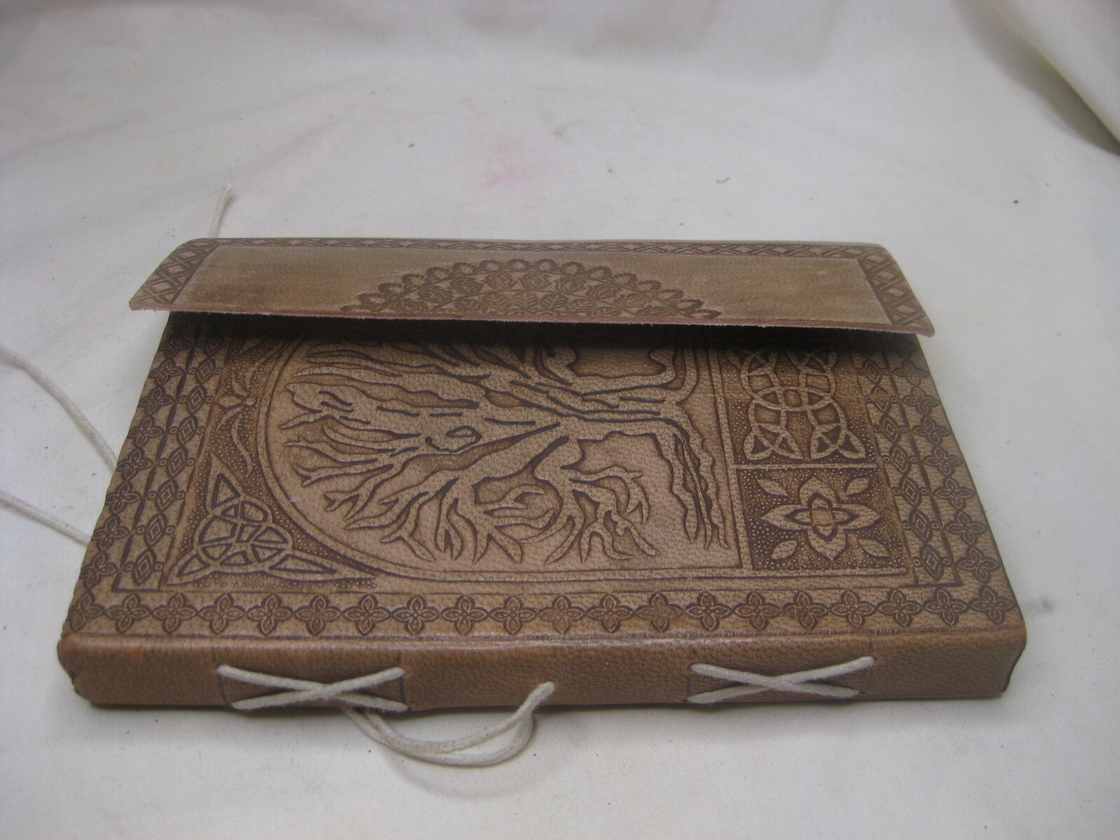 blank page journal leather tree detailed cover book unlined notebook sketchbook