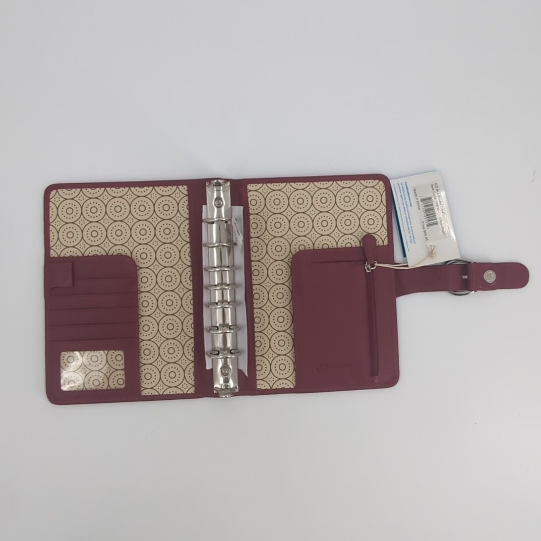 Franklin Covey CO AVA Binder 9.2”x7” Full Grain Leather for Planner Plum Purple