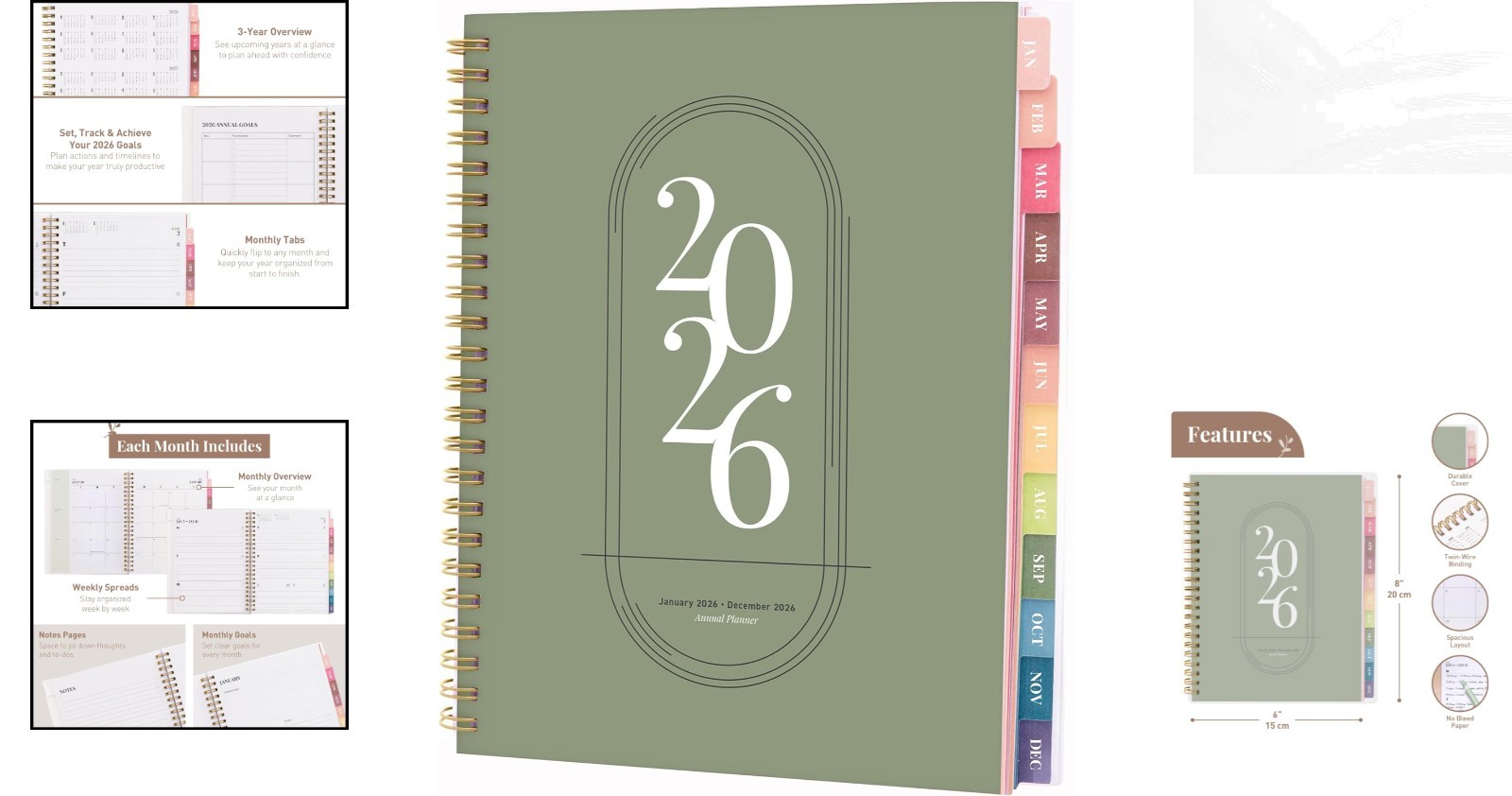Comprehensive 2026 Agenda Planner – Weekly/Monthly with Notes, Holidays, 6×8 in