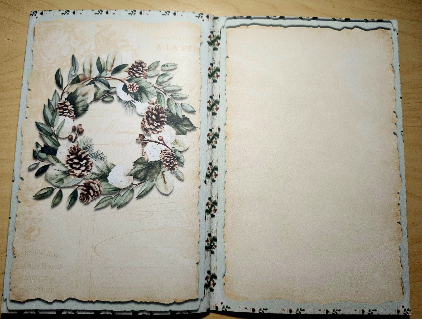 Junk Journal Blank Booklet “WINTER WONDER” Handmade Wildlife Lg 8.5″x5.5″ 40pgs