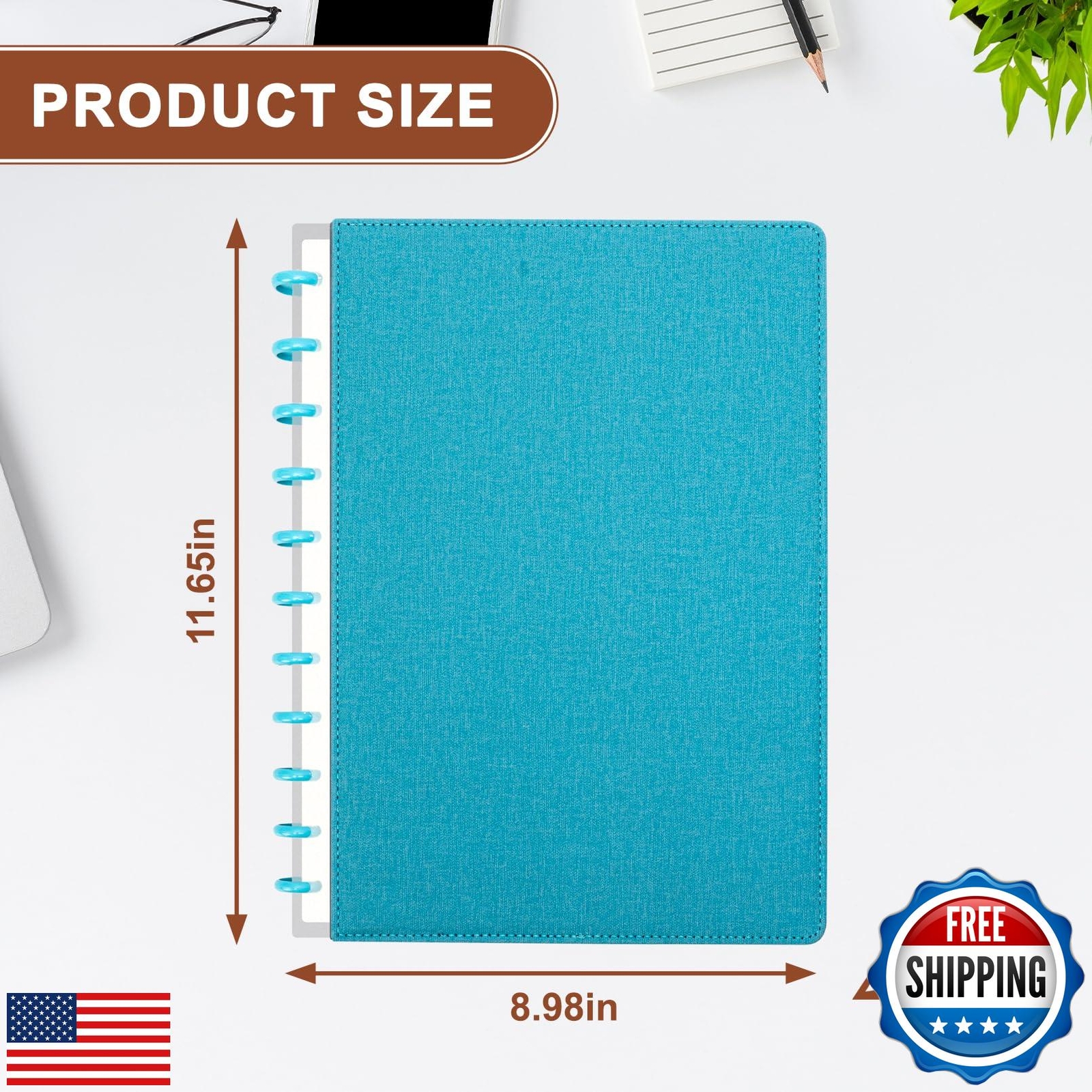 MOSA BEAR Discbound Notebook, Leather Cover Discbound Planner, 180 Pages Spir