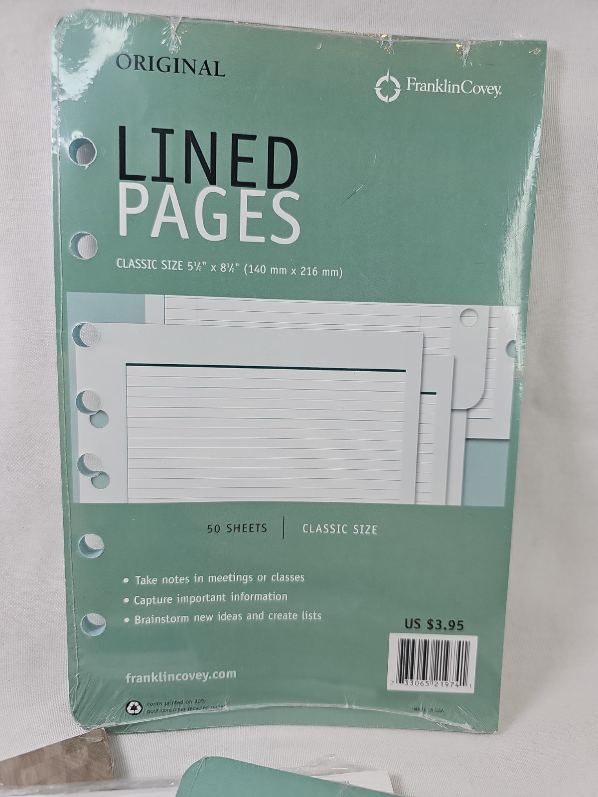 Franklin Covey Classic 7-Hole Original Lined 200 Pages 5.5×8.5″ & Planning Pack