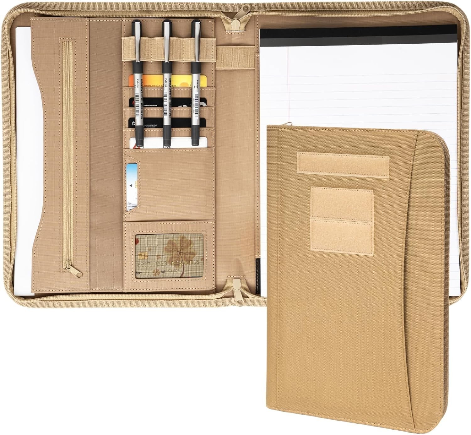 Military Zippered Padfolio Tactical Notebook Cover with Legal Pad for A4 Folder