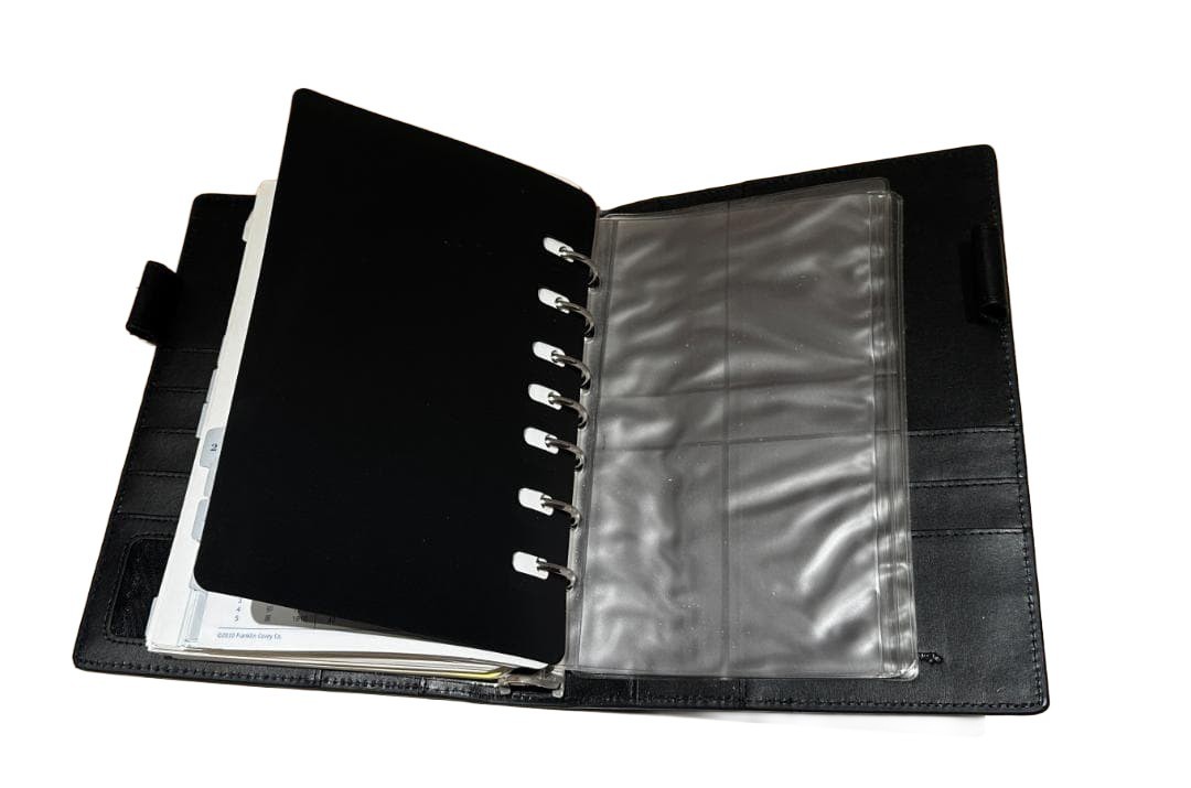 Franklin Covey Classic 30mm Leather Agenda Organizer 7 Hole Black 230×178mm