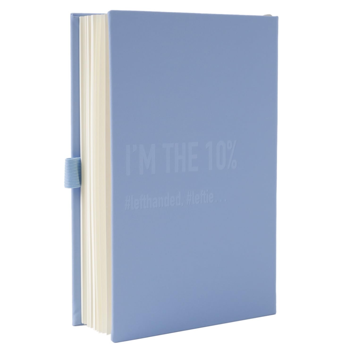 Left Handed Journal w. Leather Cover, Half Letter Size 8.25×5.5in, Blue