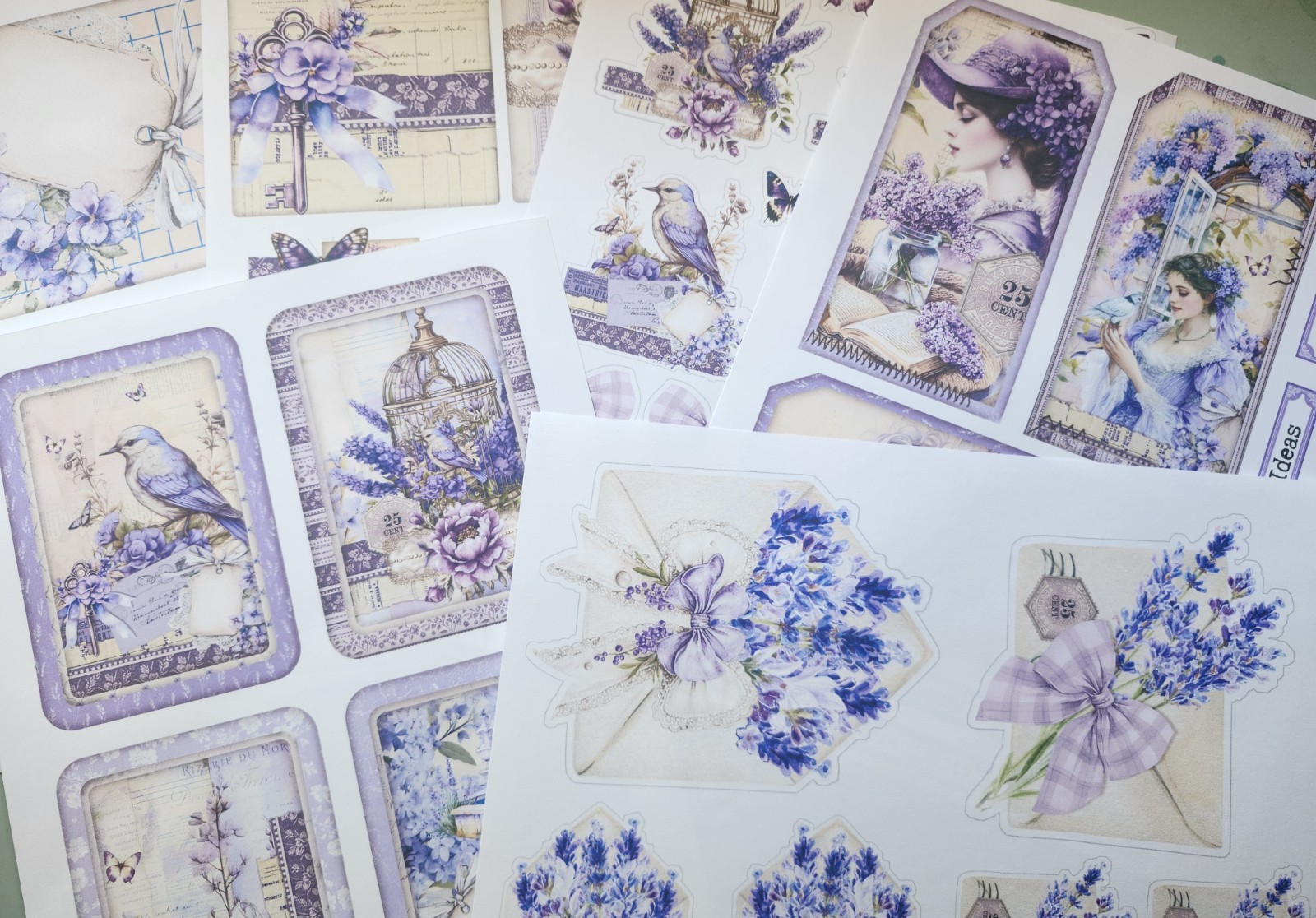 Junk Journal Booklet “LAVENDER DREAMS” 50+ pcs Ephemera Vintage Purples 40pgs