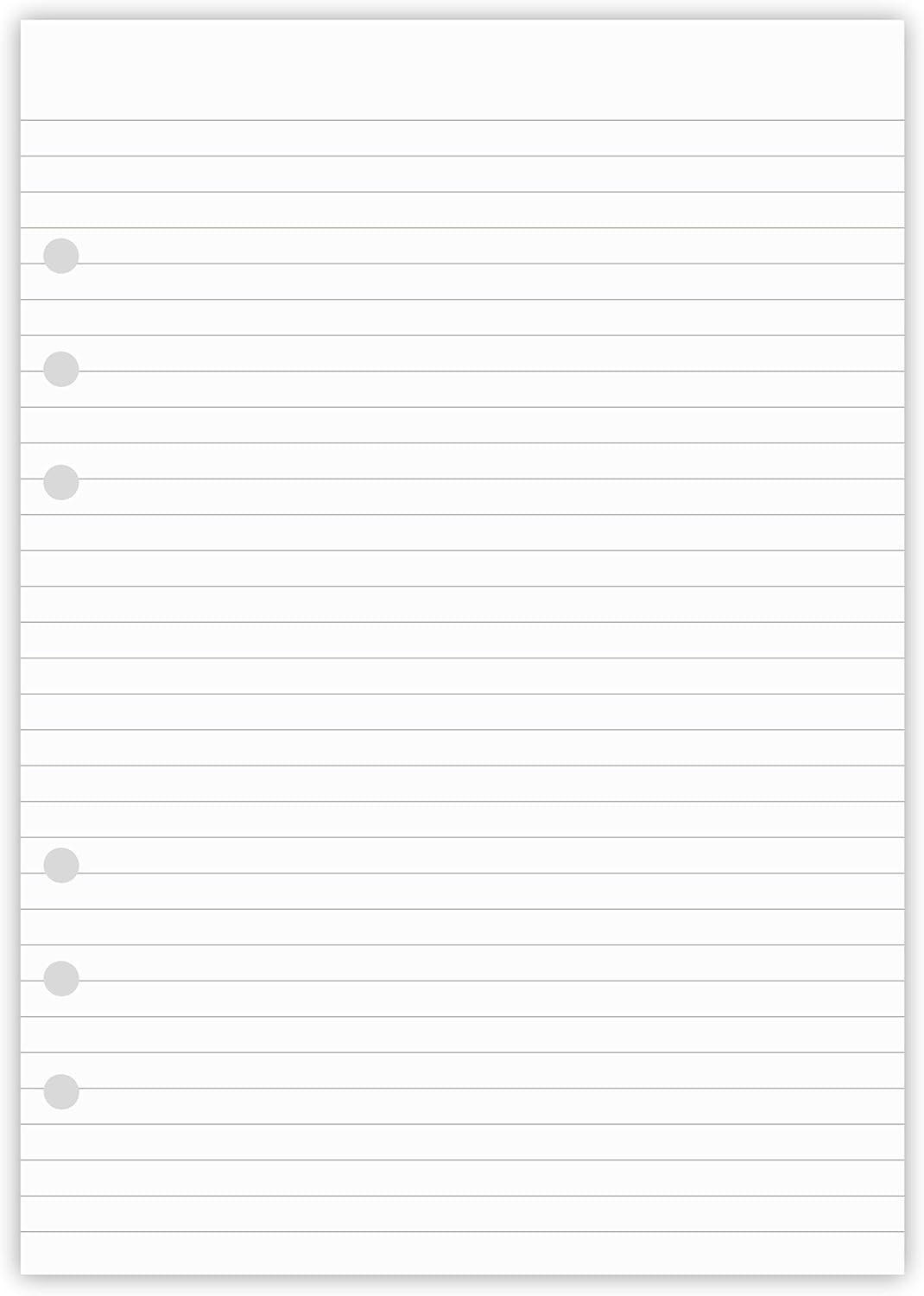 A5 Lined Paper, Refills for Filofax Planner, Organizer, Binders, 6 Hole Punched,