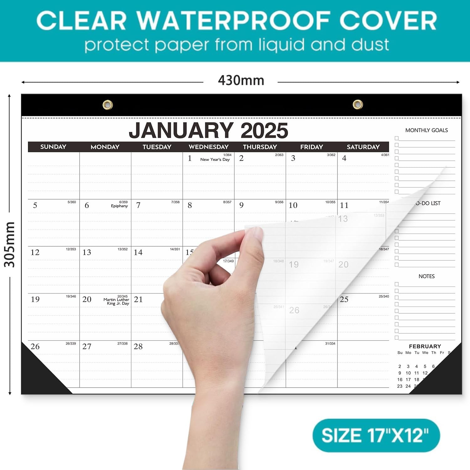 Desk Calendar 2026-18-Month (Jan 2026-Jun 2027) 17×12 Inches, 2 Stickers Incl…