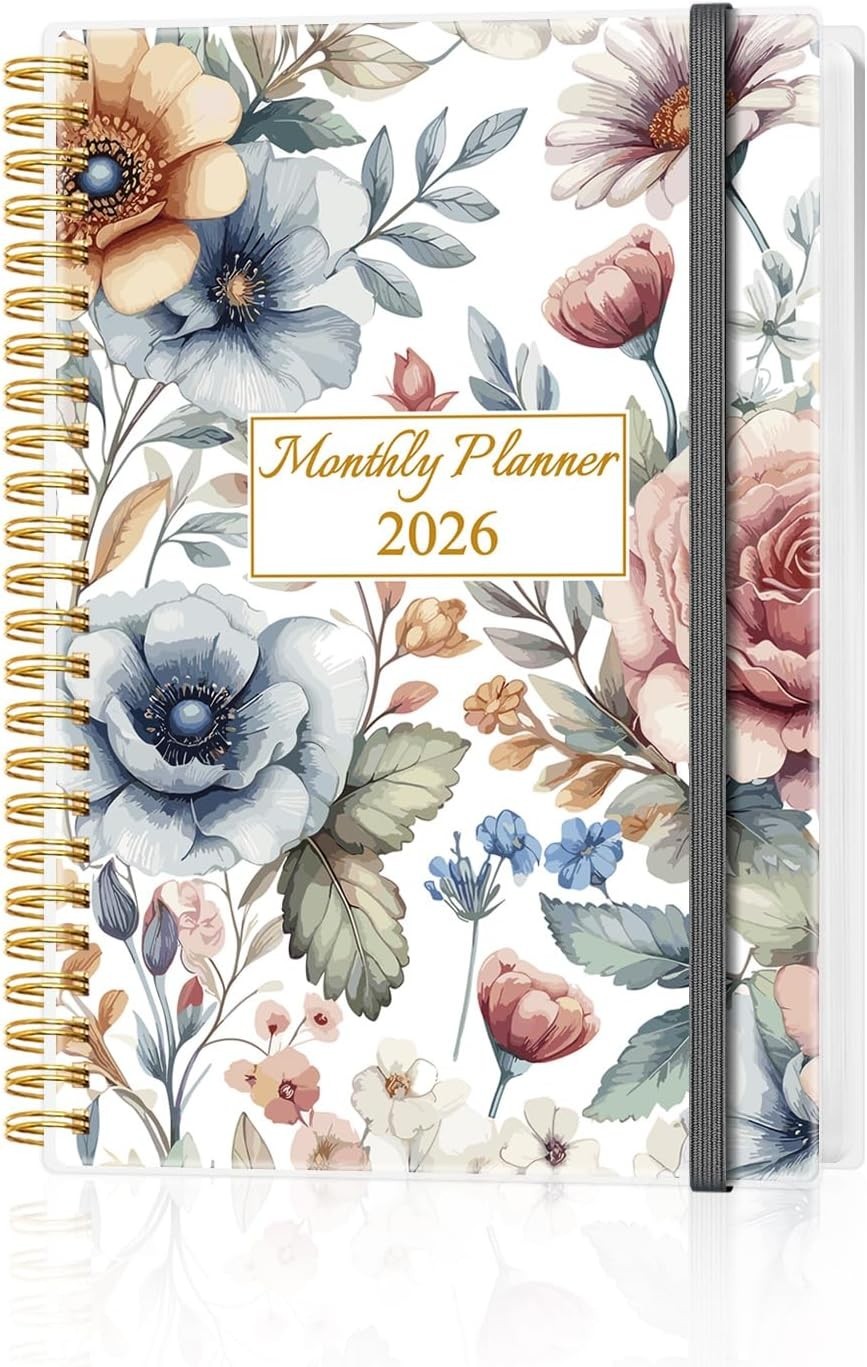 Elegant 2026 Planner: Monthly Organizer with Inner Pocket & Elastic Closure
