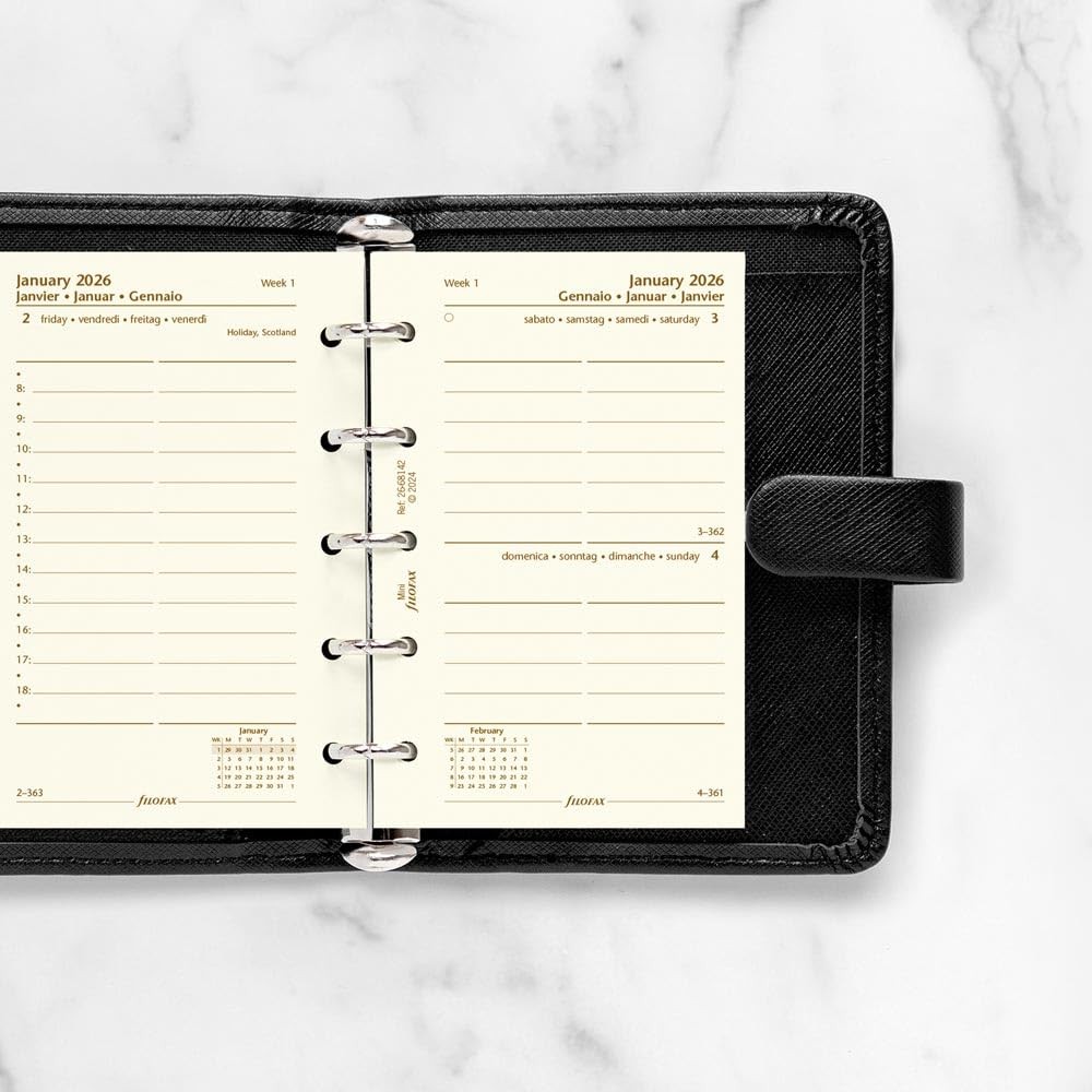 Calendar Diary Refill Mini Size Day One Page Appointments 2026 C68142-26 Paper