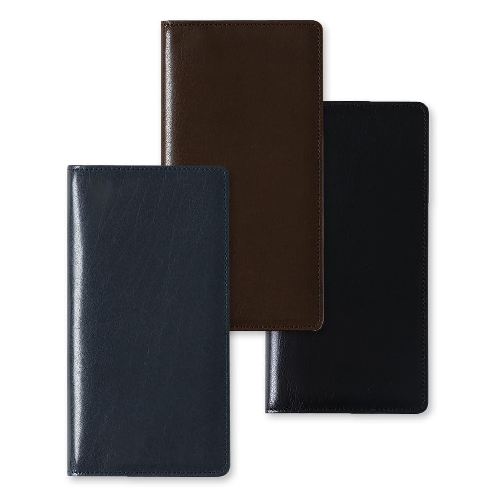 Genuine cowhide leather notebook cover, buffalo leather 8.8 x 17cm, chocolate