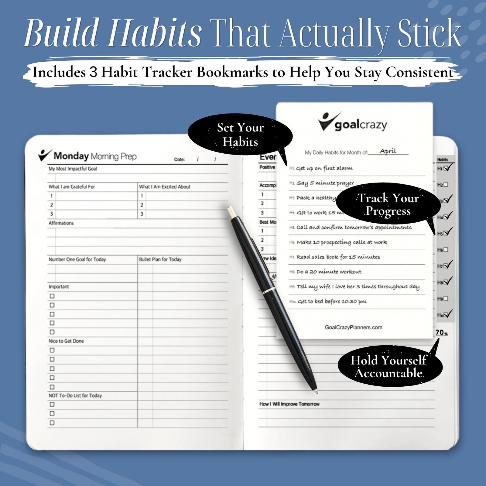 Undated Daily Planner to Achieve Your Goals – 90 Day Guided Journal & Product…