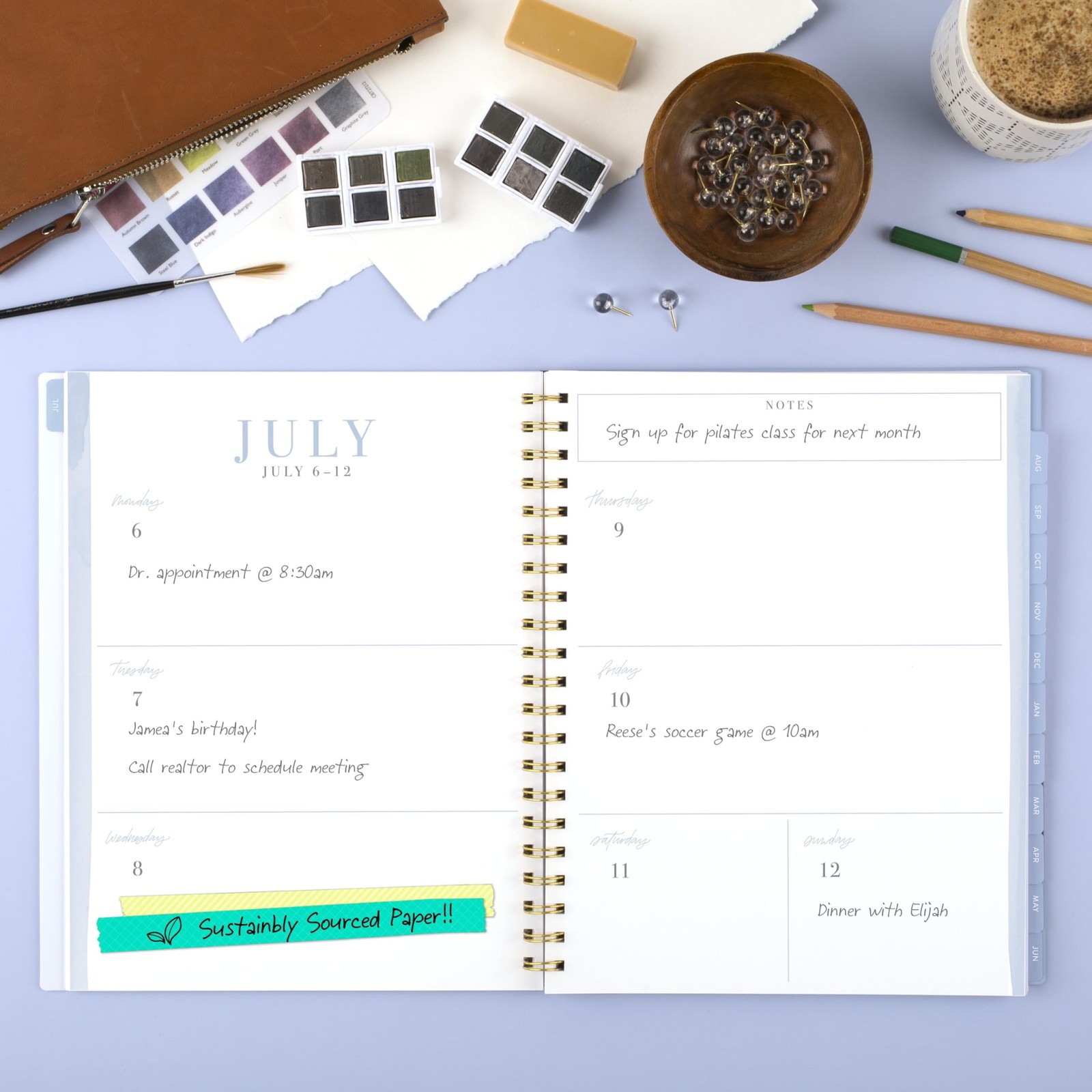 Cambridge Planner 2026-2027 Weekly & Monthly 8.5″W x 11″H, Pansy Bouquet