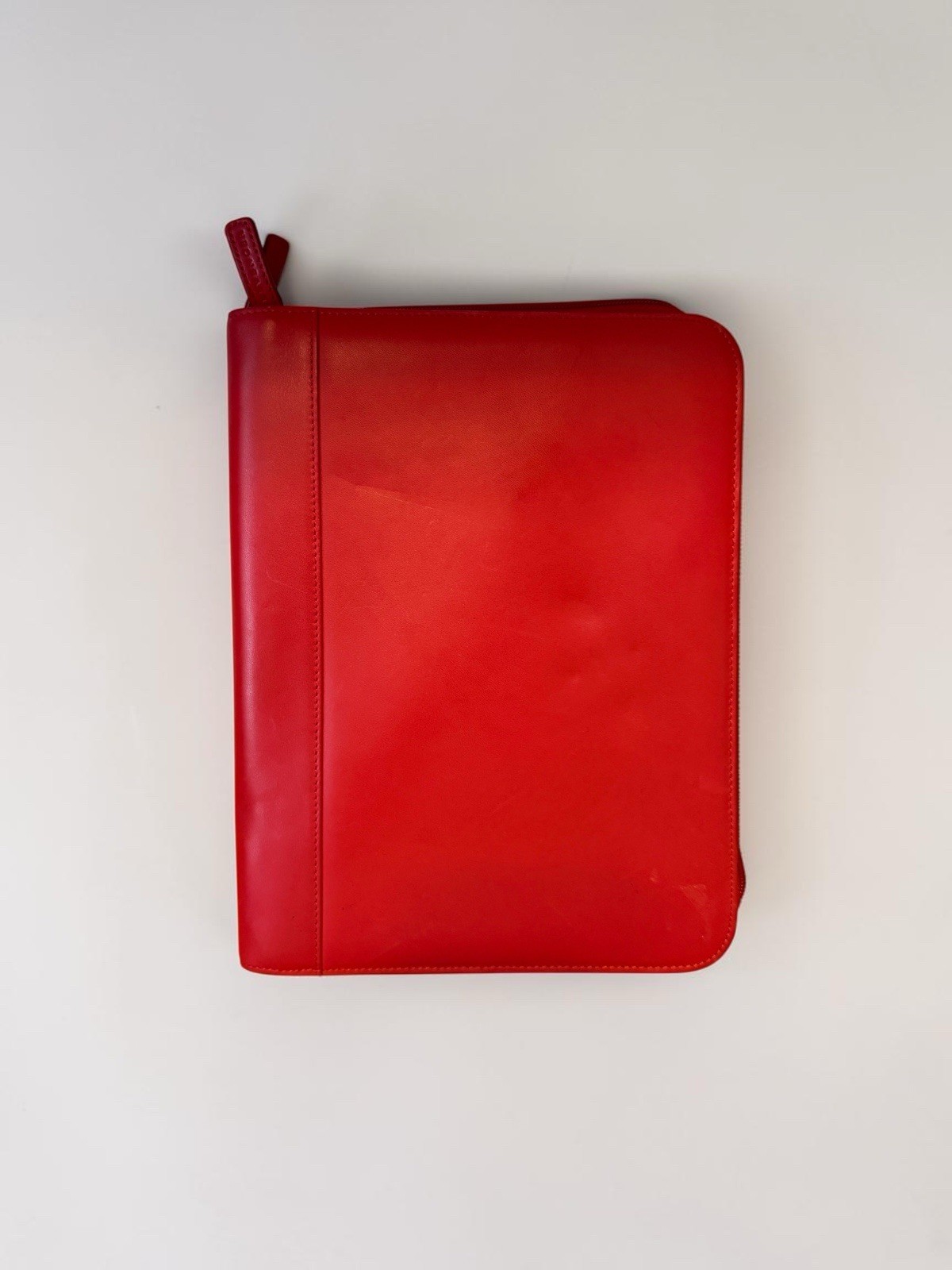 Levenger Red Leather Zip Around Portfolio Padfolio Organizer Letter Size EUC