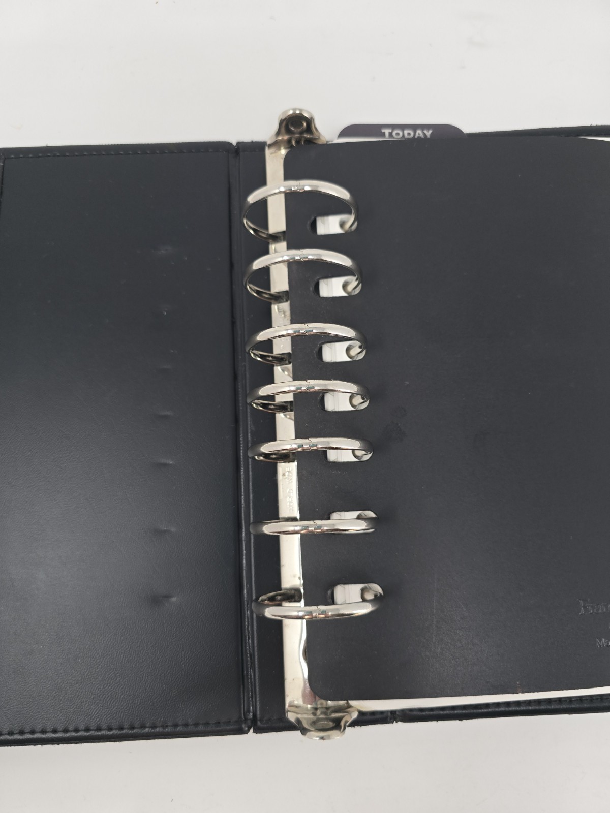 Franklin Covey Planner Black Simulated Leather 7-Ring Binder Organizer