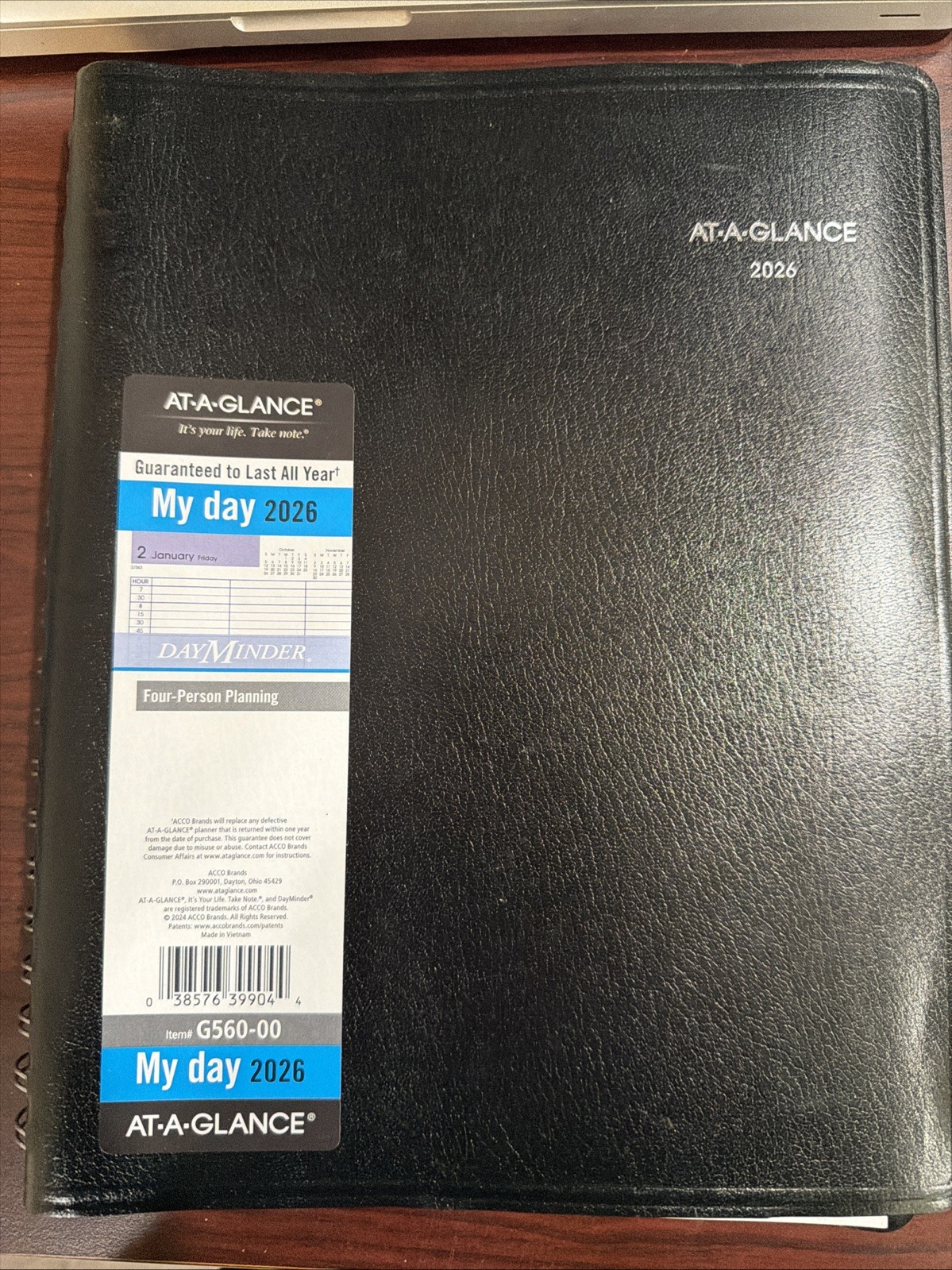 AT-A-GLANCE Daily Appointment Book 2026 Planner 8″ x 11″, Large Black (G5600026)