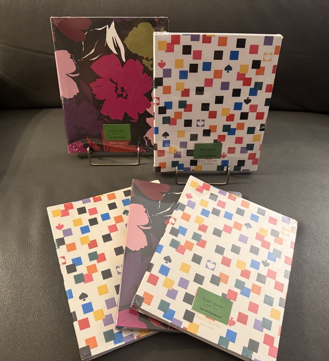 4-NWT Kate Spade New York Semi Concealed Spiral Notebooks 2 Patterns Lined Pages