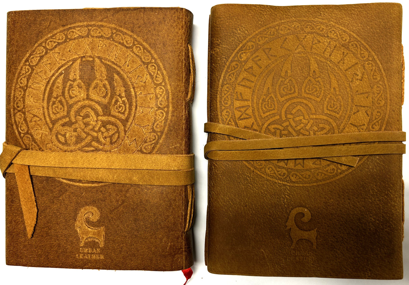 2-Pack Howling Wolf Handcrafted Genuine Leather Diary Journal Notebook 110-pages
