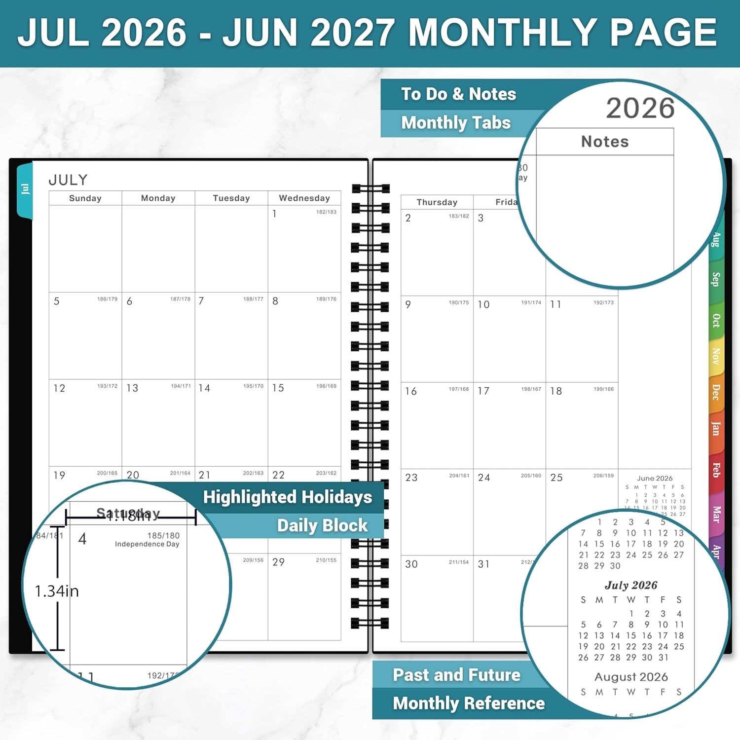 Durable 2026-2027 Planner: Weekly & Monthly Layout – 6.3×8.4, Twin-Wire Binding