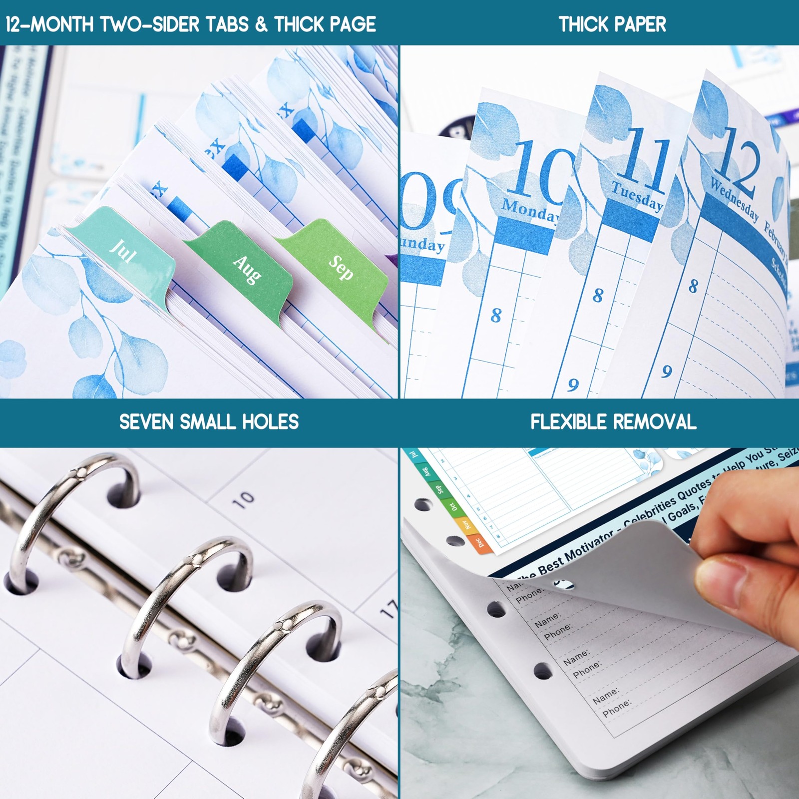 2026 Planner Refills – JAN – DEC 2026 Planner, Two Pages Per Day Daily & Monthly