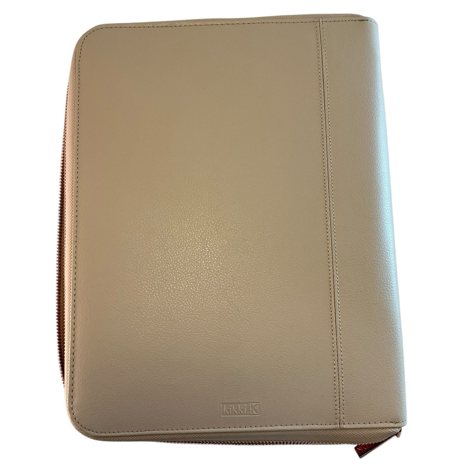 Kikki.K Leather Compendium LATTE, Zip Padfolio, Portfolio Large A4 – 12 x 9.5