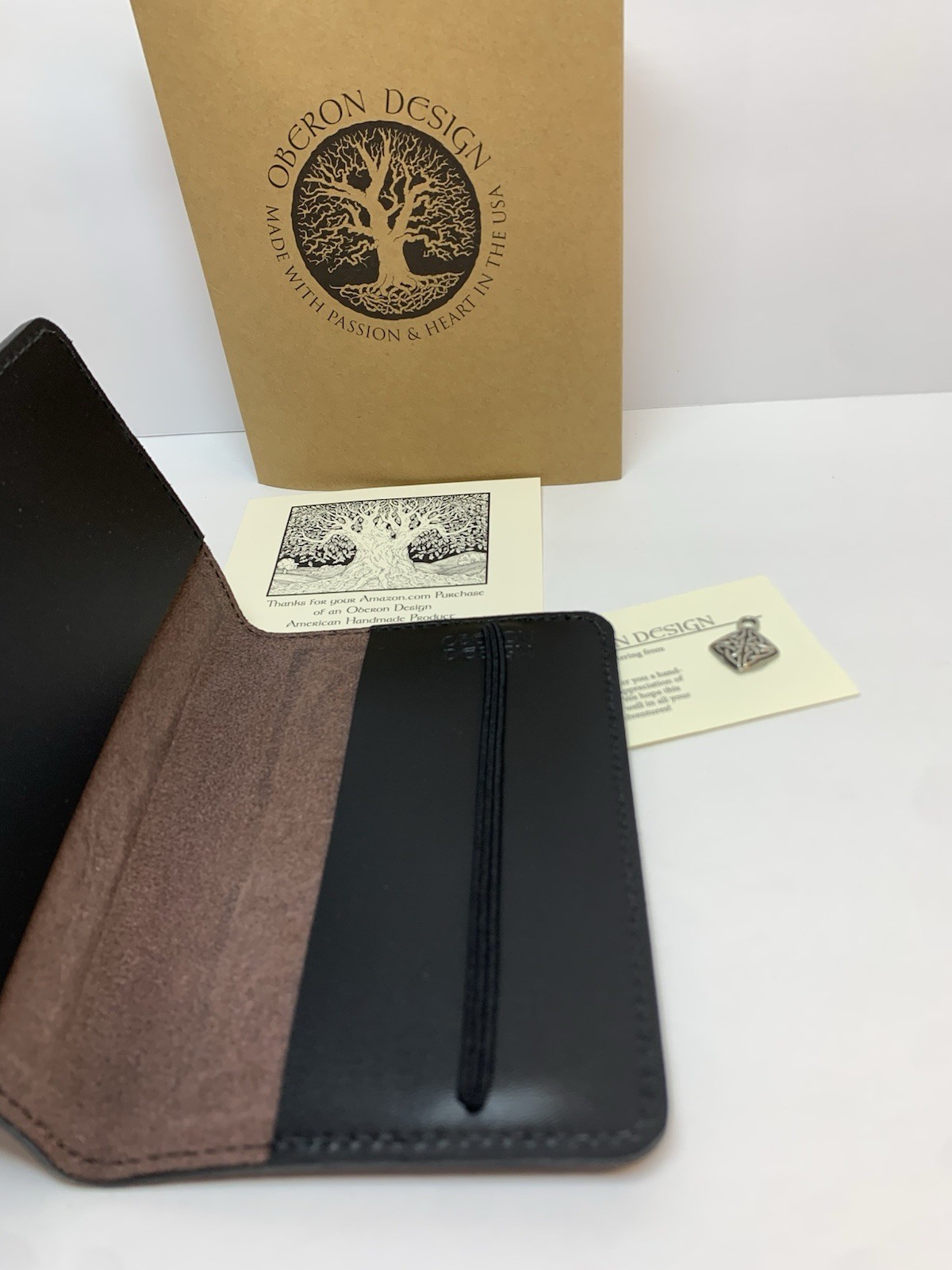 Oberon Design Celtic Hounds Leather Embossed Brown Journal Notebook Cover 4″x6″
