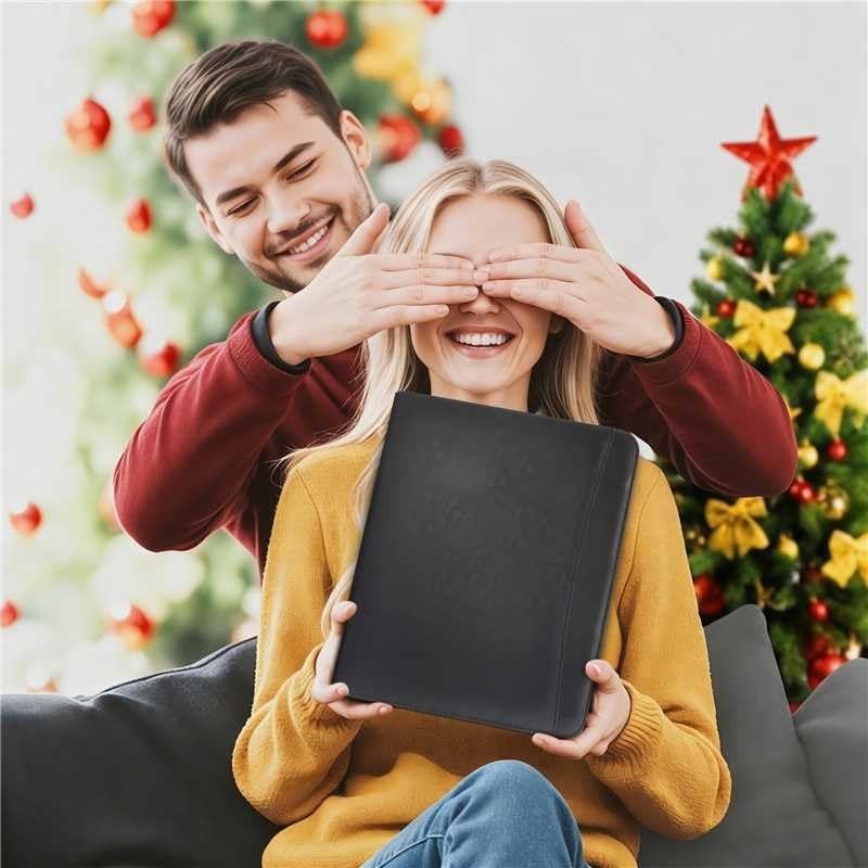Faux Leather Padfolio Organizer with 3 Ring Binder, Fits 13.9″ Laptop, Refillabl